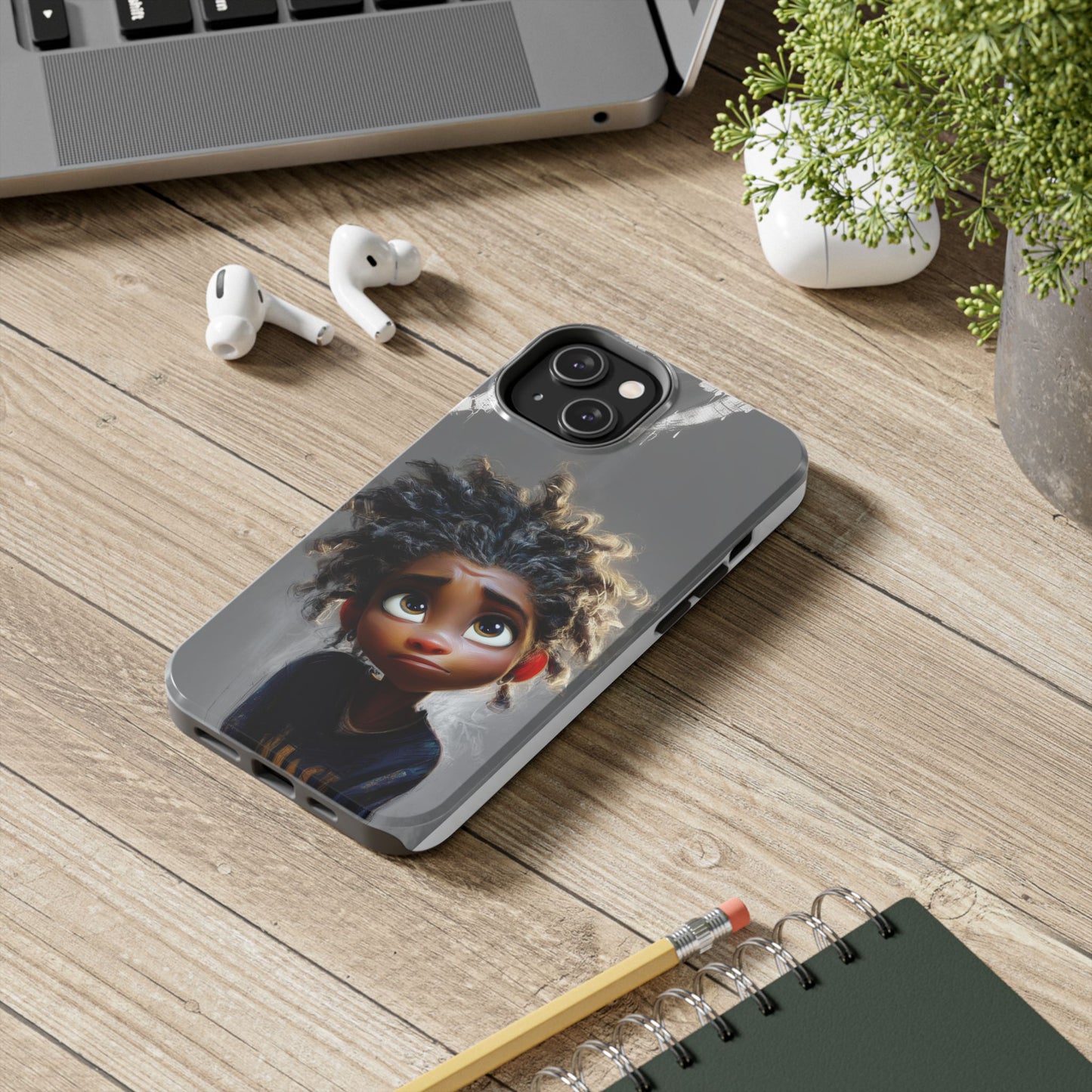 Whimsical Tough Phone Case - Artistic Design for Kids and Tweens