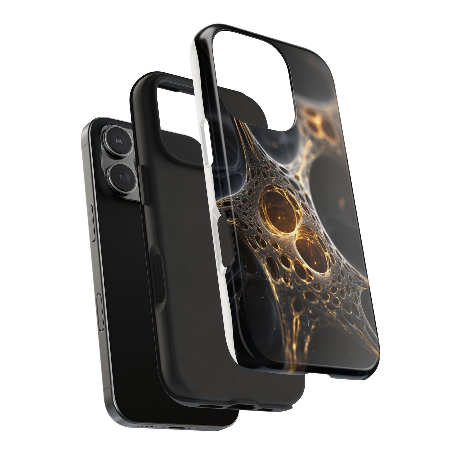 Luxurious Abstract Tough Phone Case - Gold and Black Design