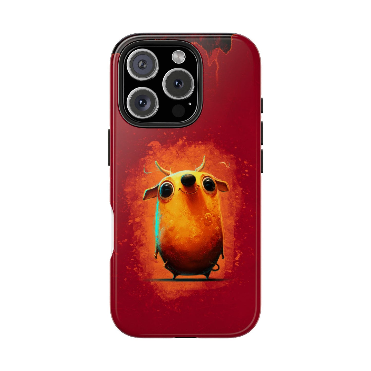 Whimsical Tough Phone Case - Cute Orange Monster Design