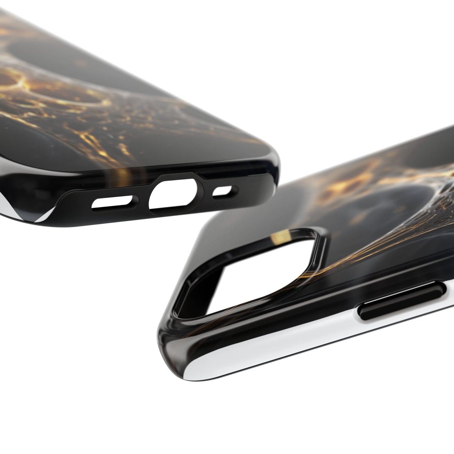 Luxurious Abstract Tough Phone Case - Gold and Black Design