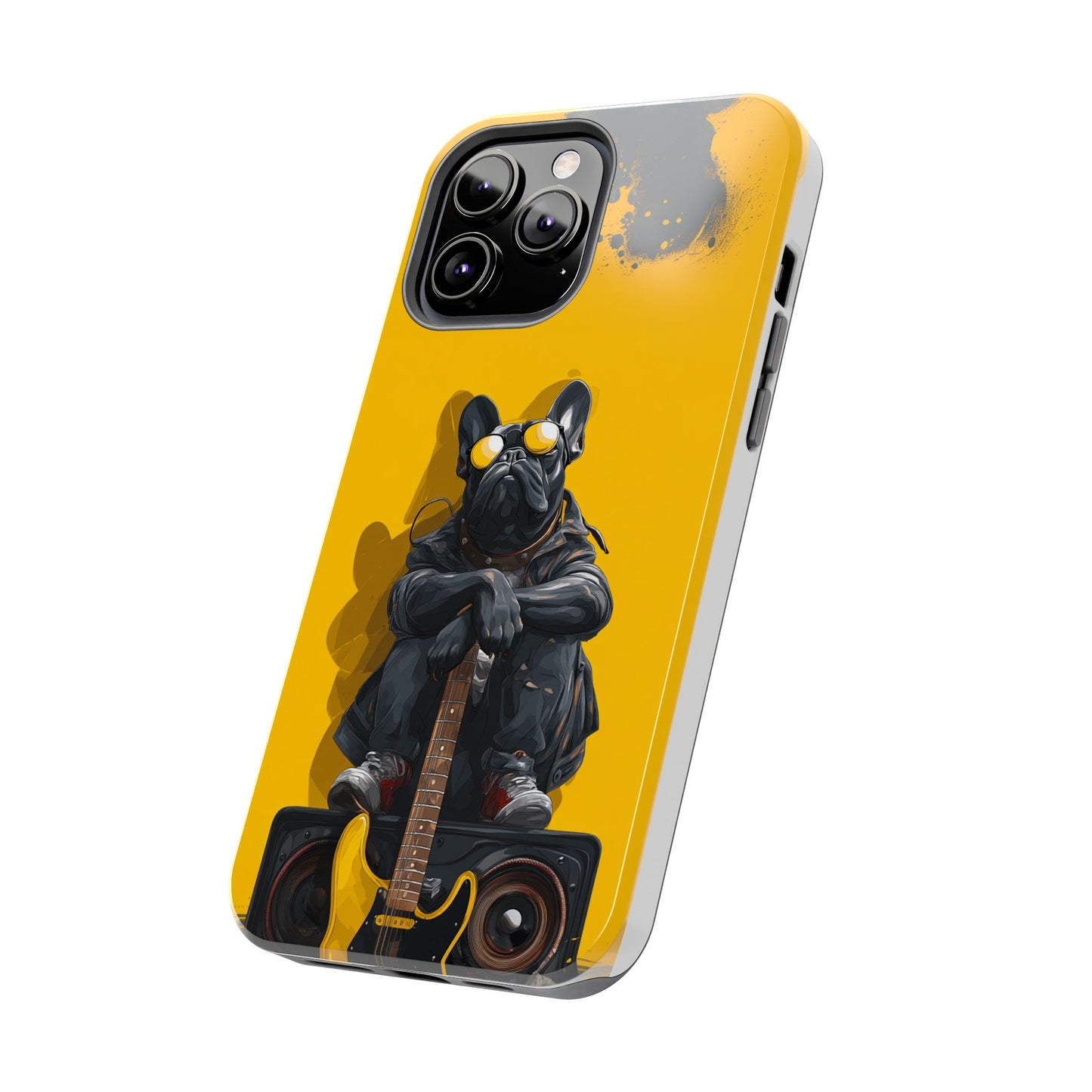 Rebellious Dog with Guitar Tough Phone Case – Wearable Art for Pet & Music Lovers