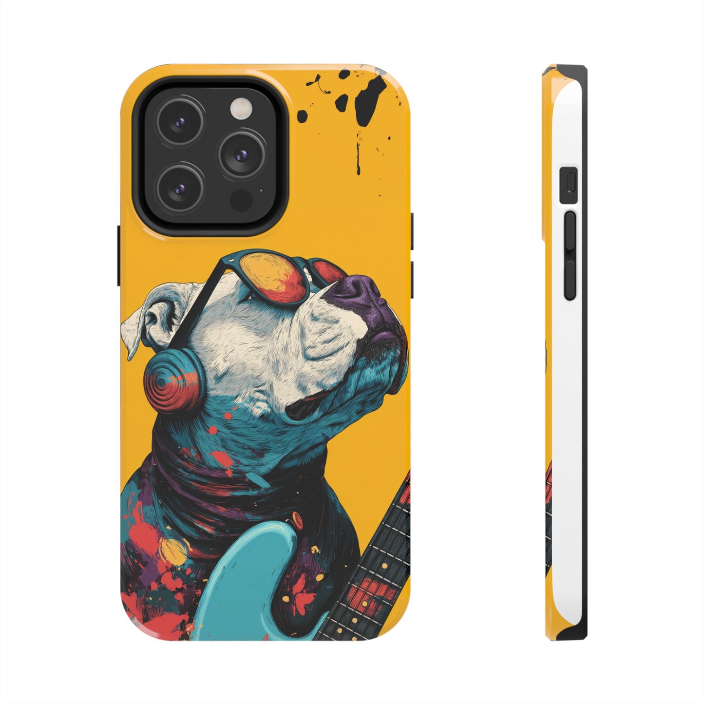 French Bulldog with Orange Sunglasses and Headphones Tough Phone Case