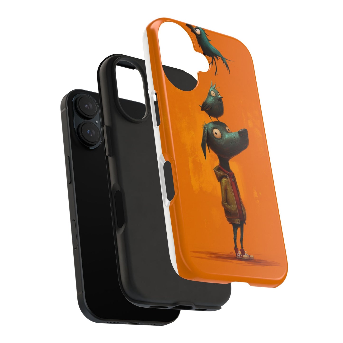 Fun Dog & Bird Tough Phone Cases - Quirky Animal Art for Pet Lovers