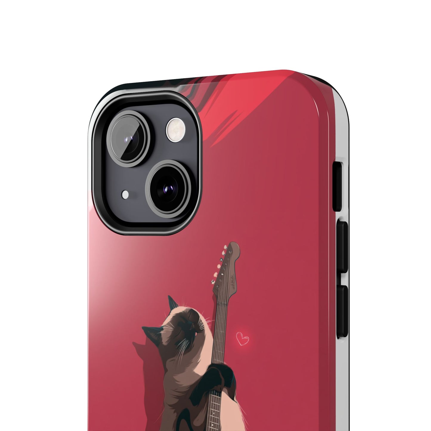 Charming Cat with Guitar Tough Phone Case – Wearable Art for Cat & Music Lovers