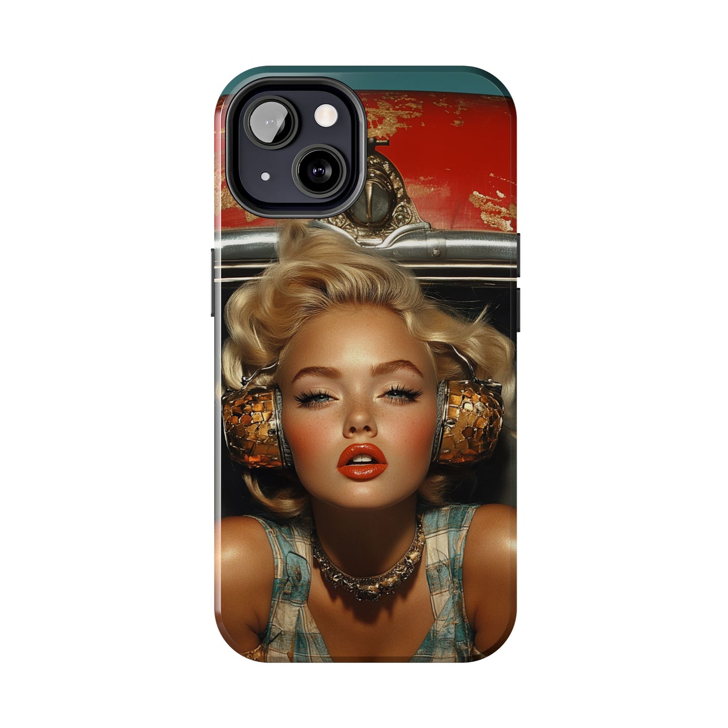 Retro Glam Tough Phone Case - Stylish Protection for Music Lovers