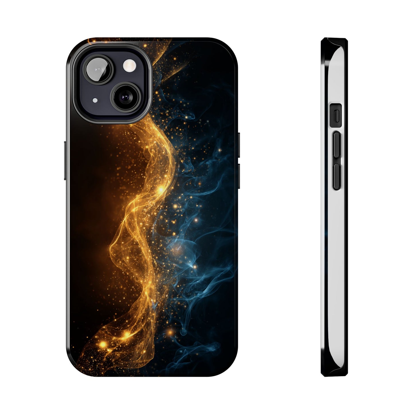 Dynamic Gold and Blue Tough Phone Case - Durable Protection with a Stunning Design