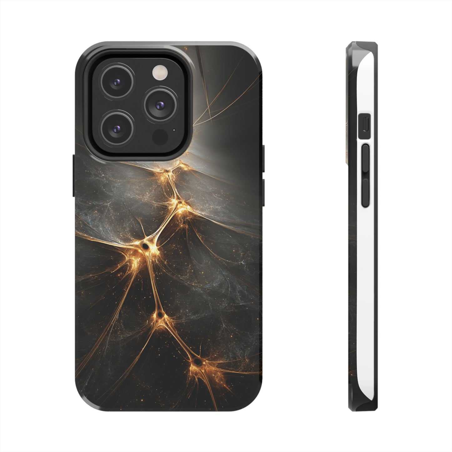 Tough Phone Case - Elegant Gold Fractal Design for Tech Lovers