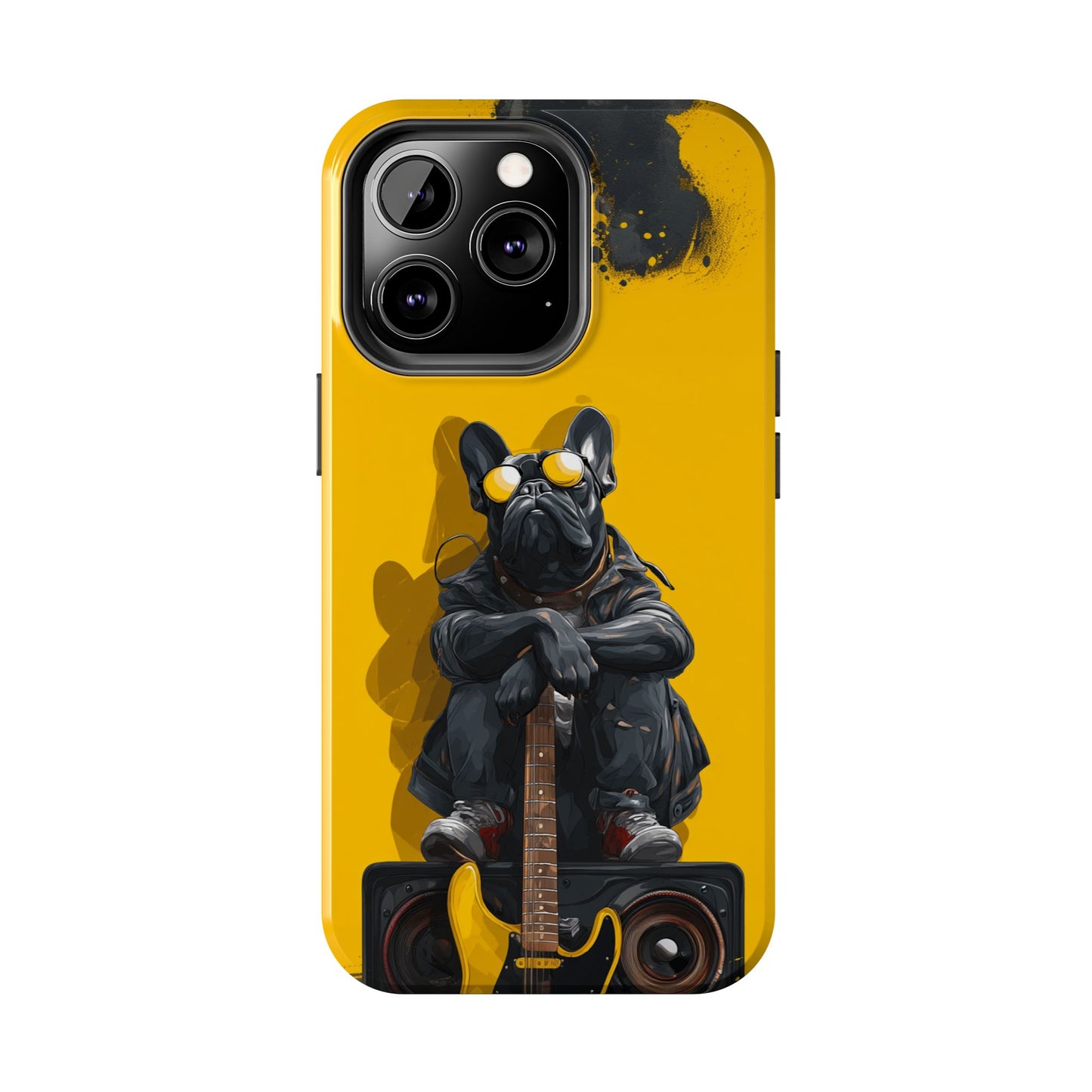 Rebellious Dog with Guitar Tough Phone Case – Wearable Art for Pet & Music Lovers