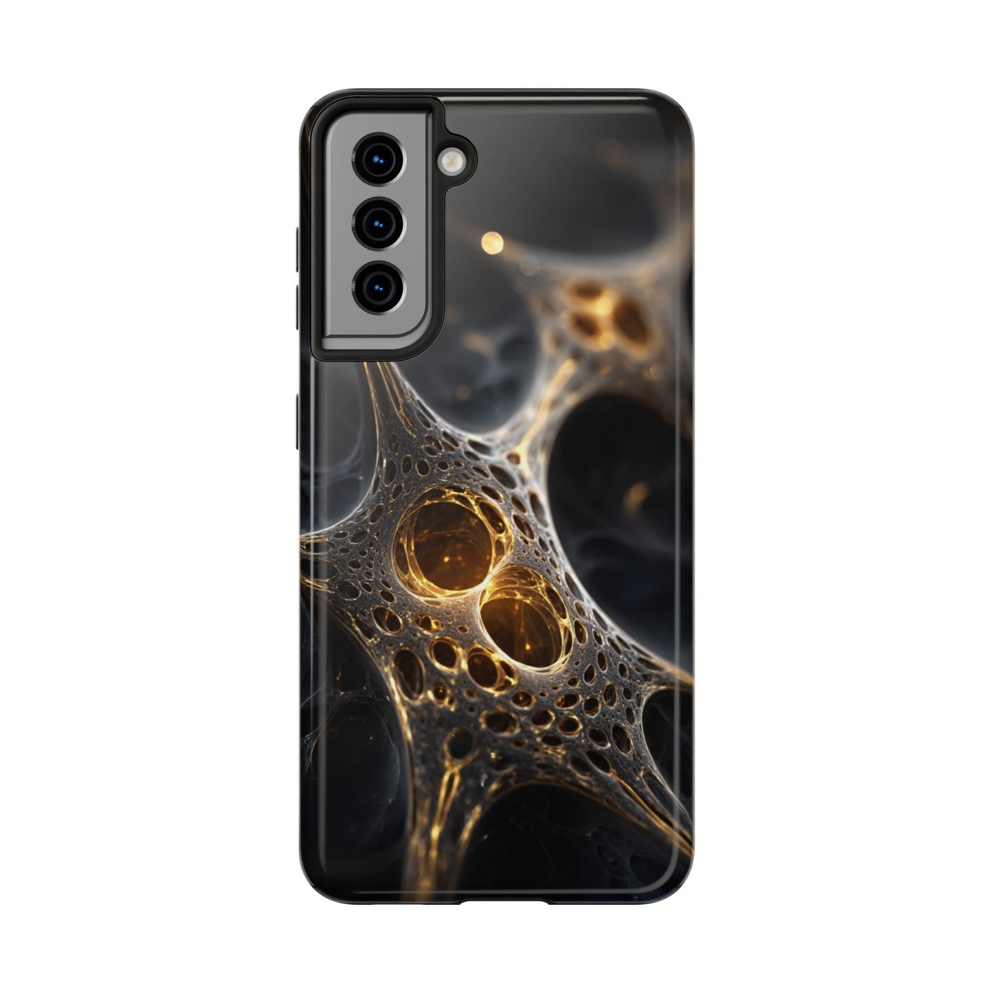 Luxurious Abstract Tough Phone Case - Gold and Black Design