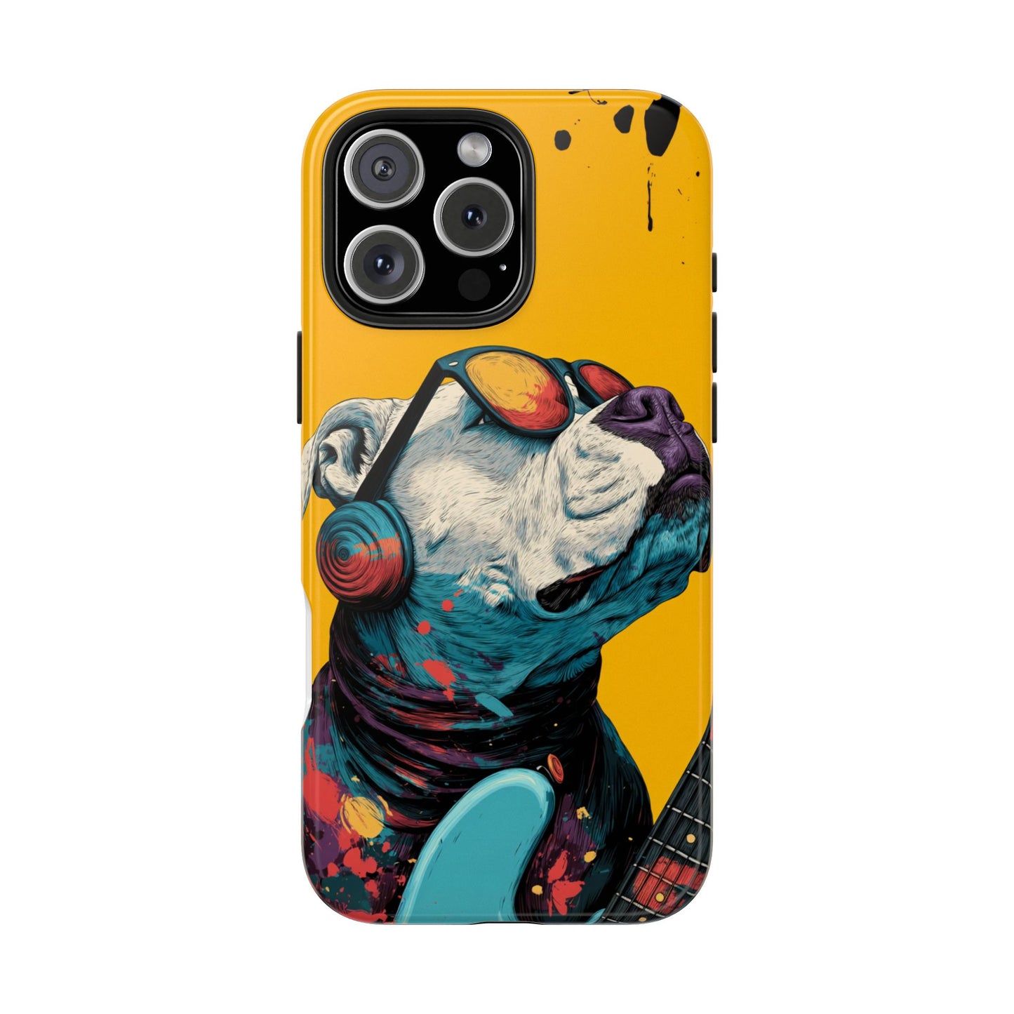 French Bulldog with Orange Sunglasses and Headphones Tough Phone Case