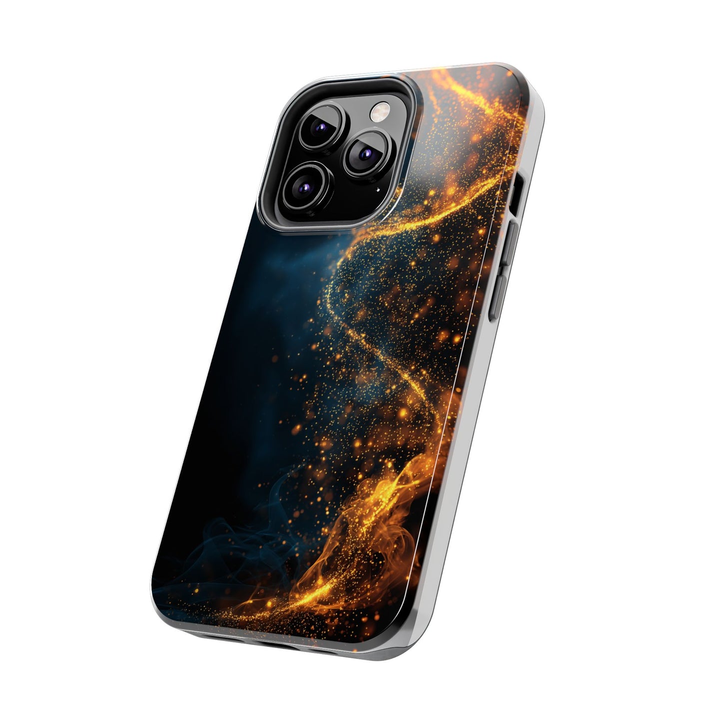Sleek Tough Phone Cases with Abstract Gold and Blue Design