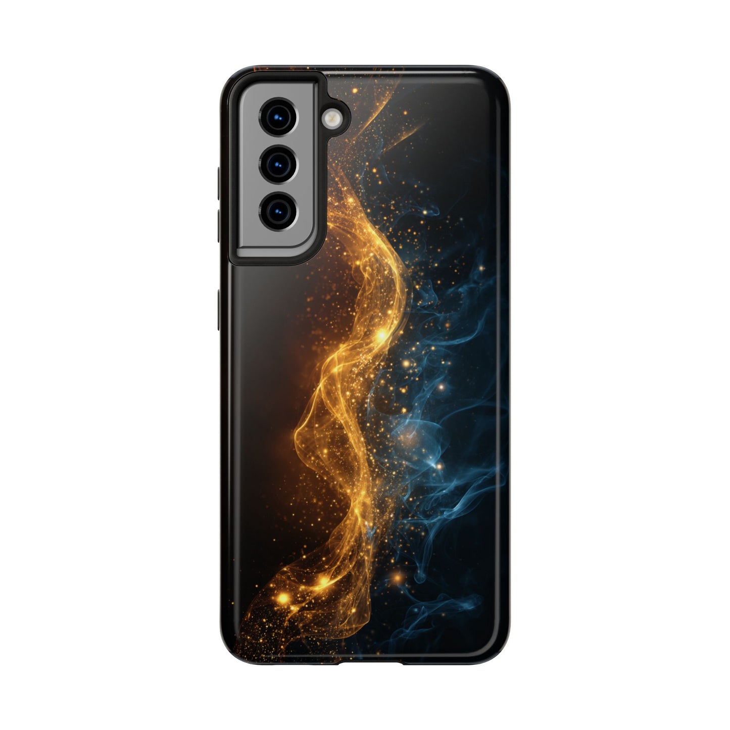 Dynamic Gold and Blue Tough Phone Case - Durable Protection with a Stunning Design