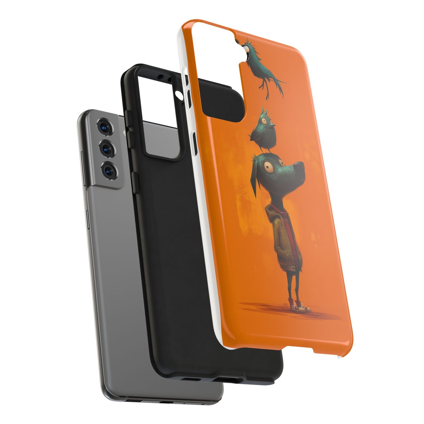 Fun Dog & Bird Tough Phone Cases - Quirky Animal Art for Pet Lovers