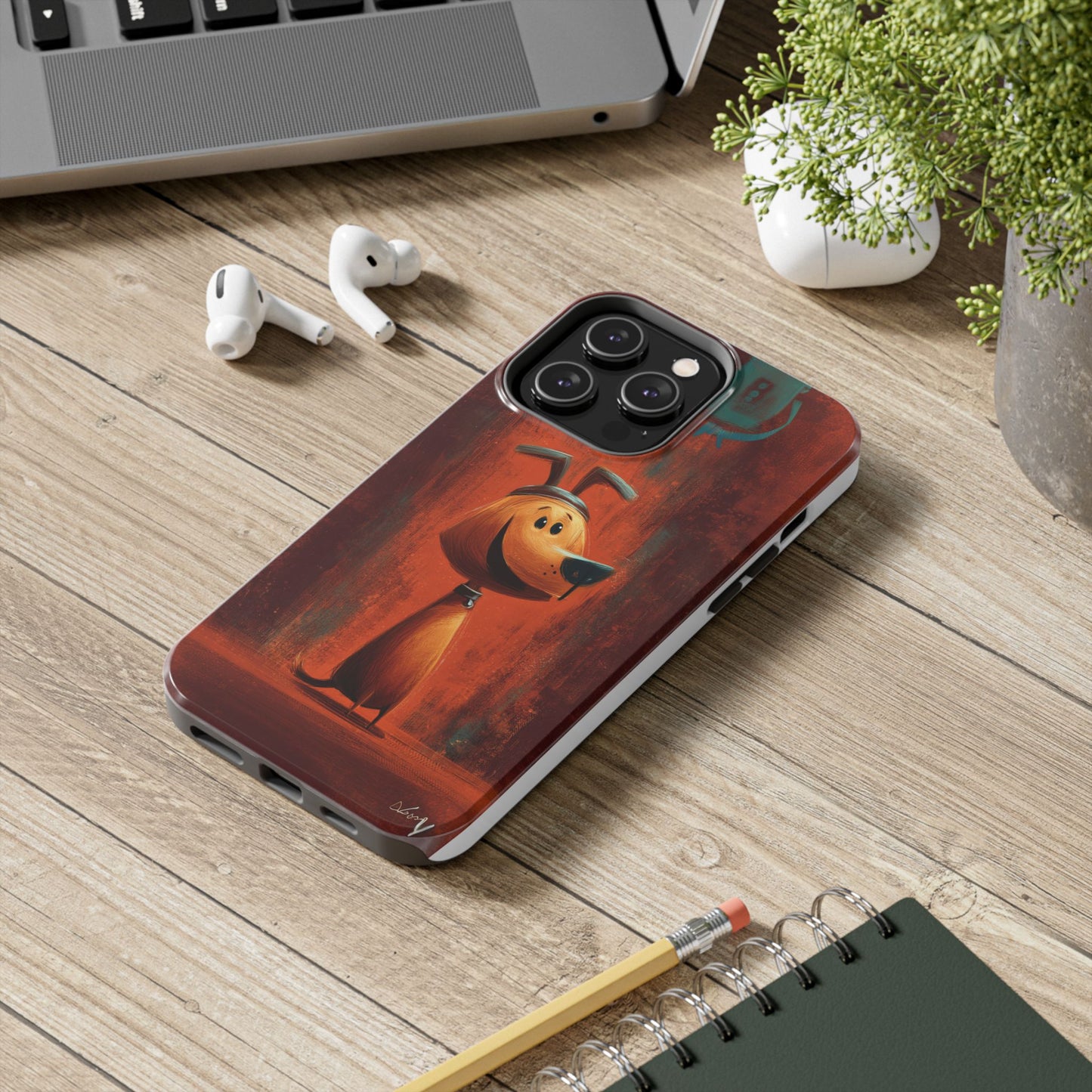 Playful Dog Art Tough Phone Case - Perfect for Pet Lovers