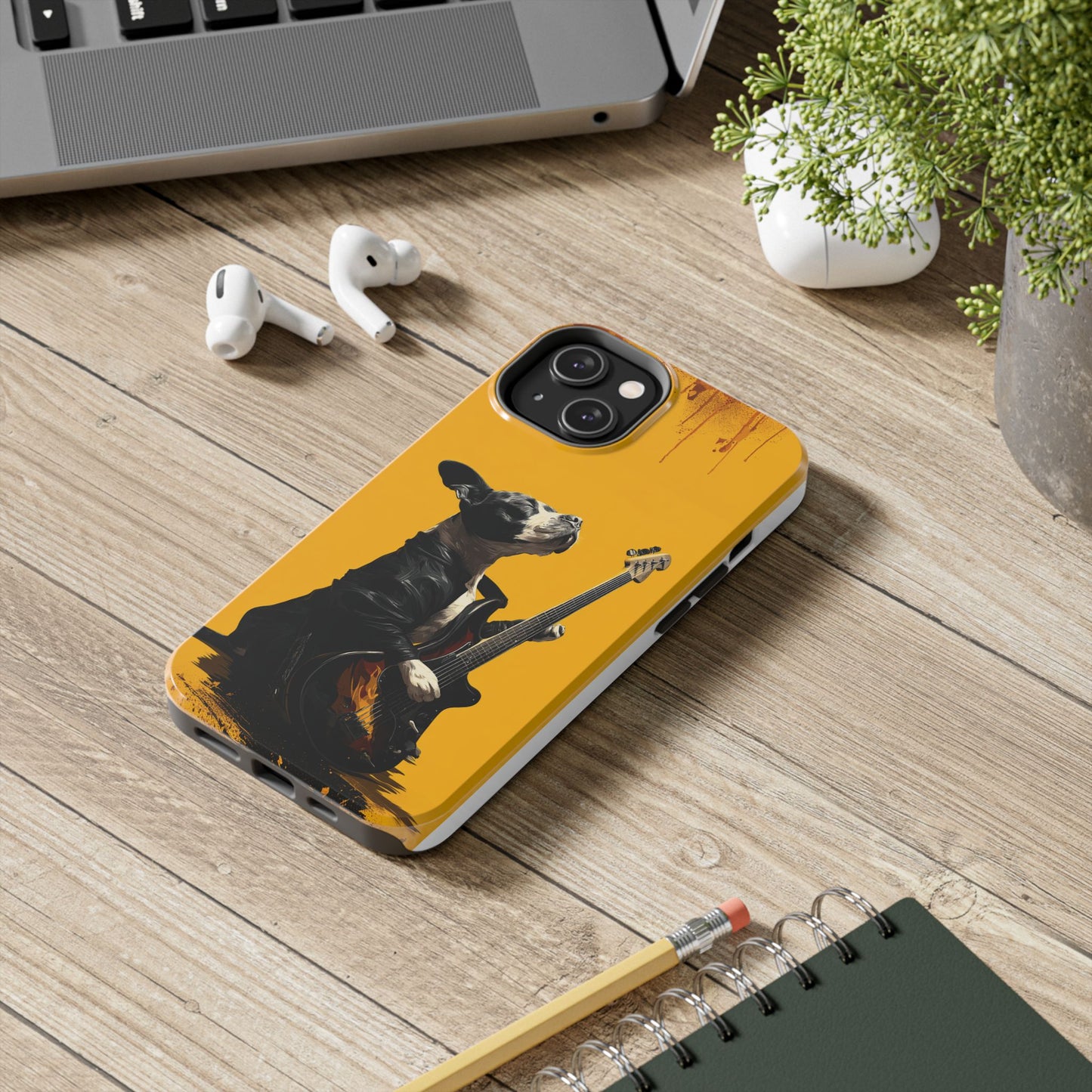 Rock Star Dog with Guitar Tough Phone Case – Wearable Art for Pet & Music Enthusiasts