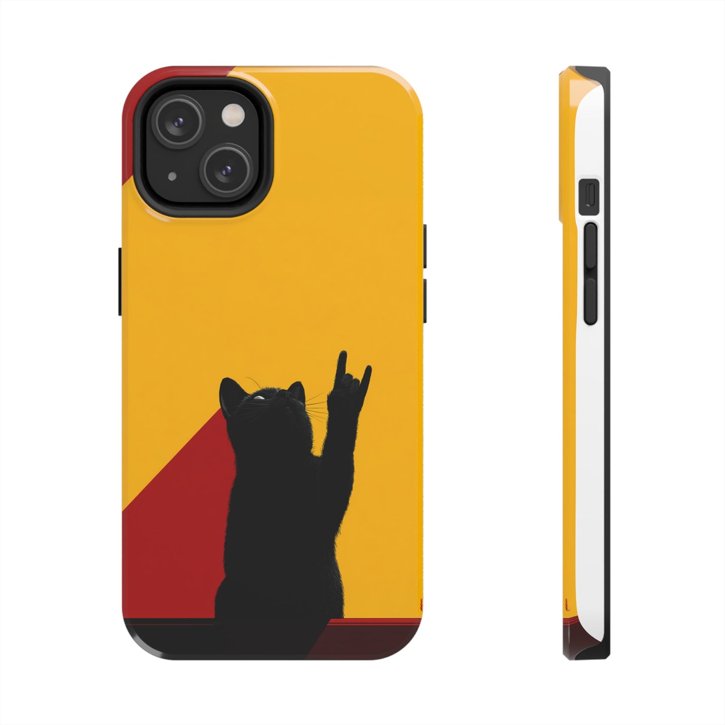 Black Cat Rock Gesture Tough Phone Case