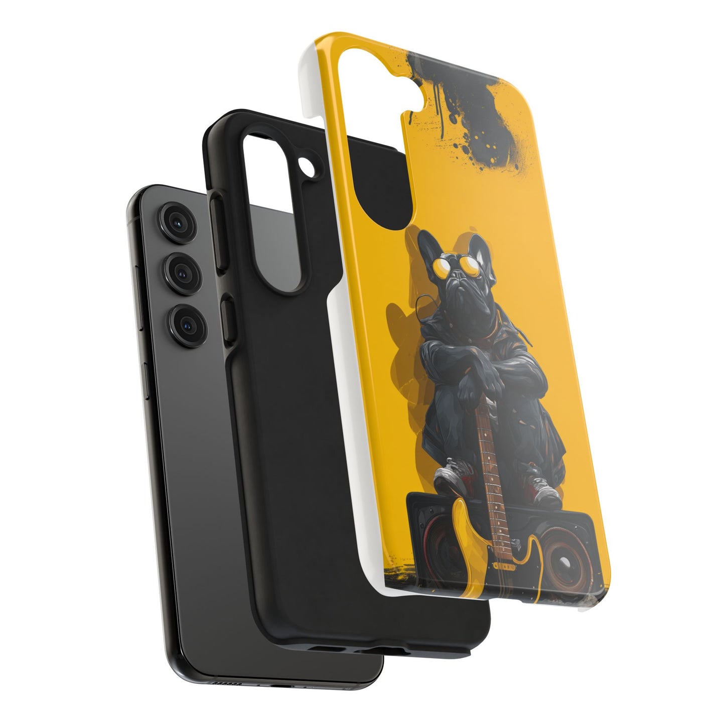 Rebellious Dog with Guitar Tough Phone Case – Wearable Art for Pet & Music Lovers