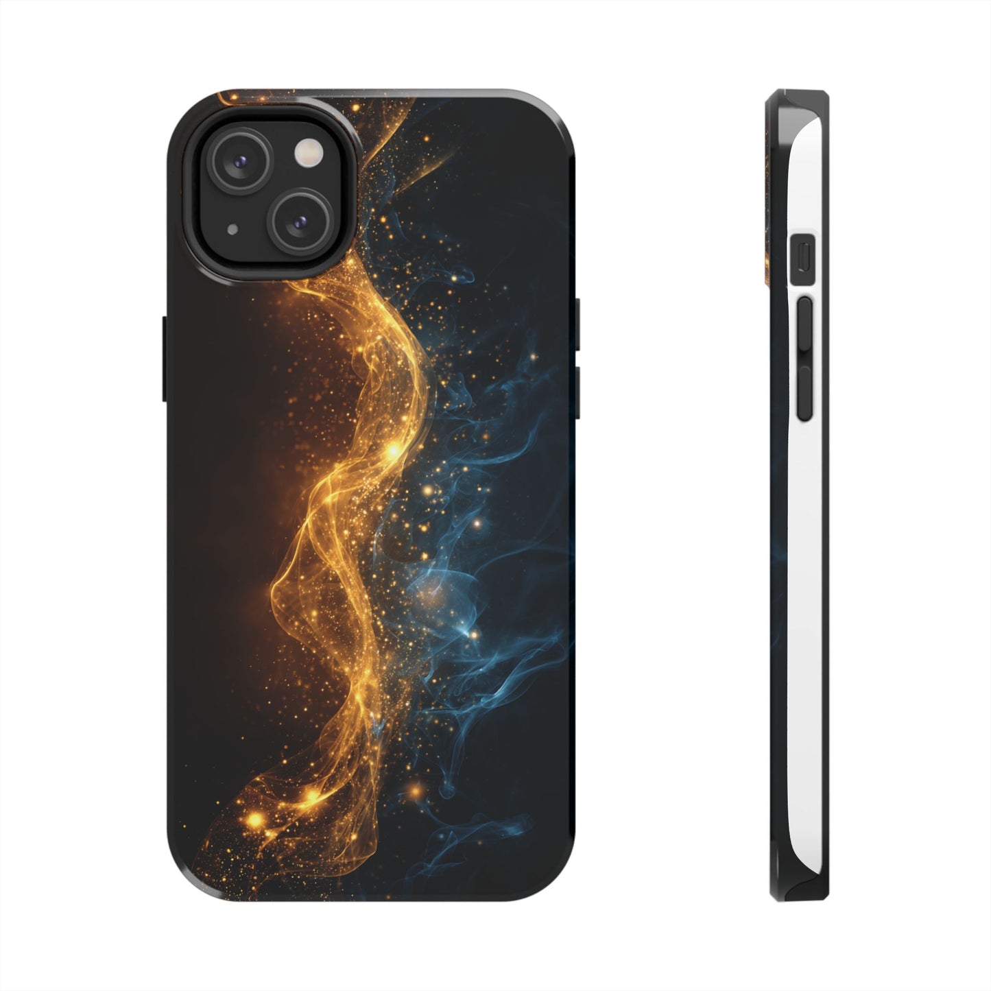 Dynamic Gold and Blue Tough Phone Case - Durable Protection with a Stunning Design