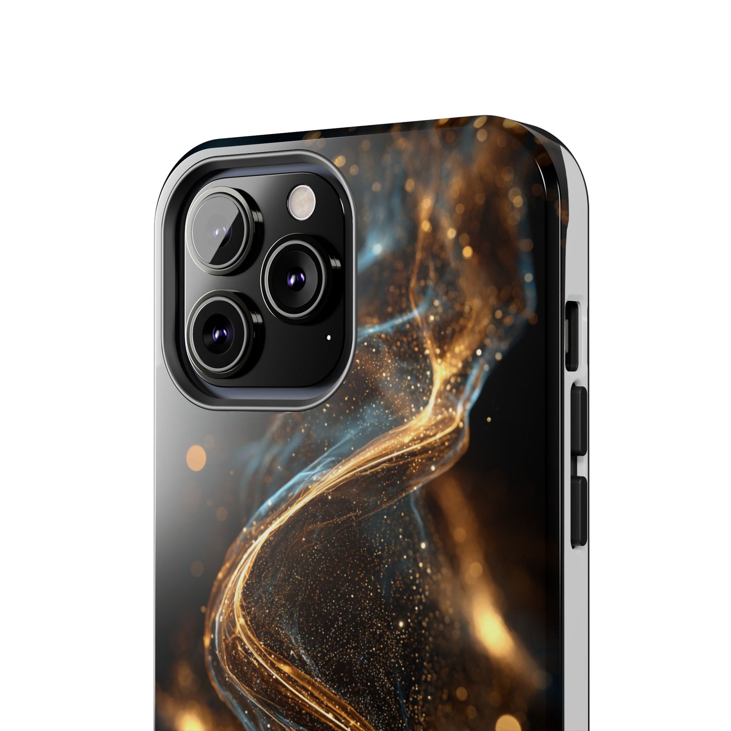 Stylish Tough Phone Case with Elegant Gold Swirl Design
