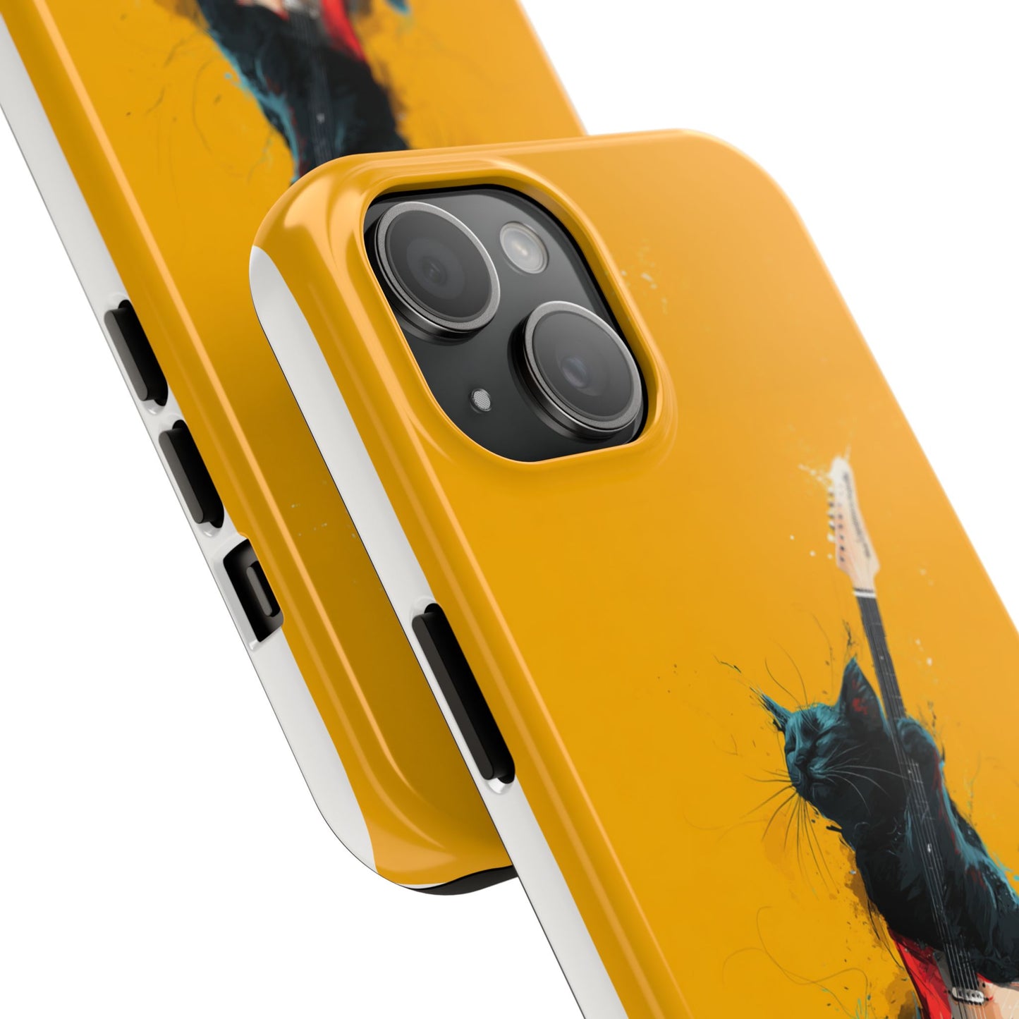 Black Cat Playing Red Guitar Tough Phone Case