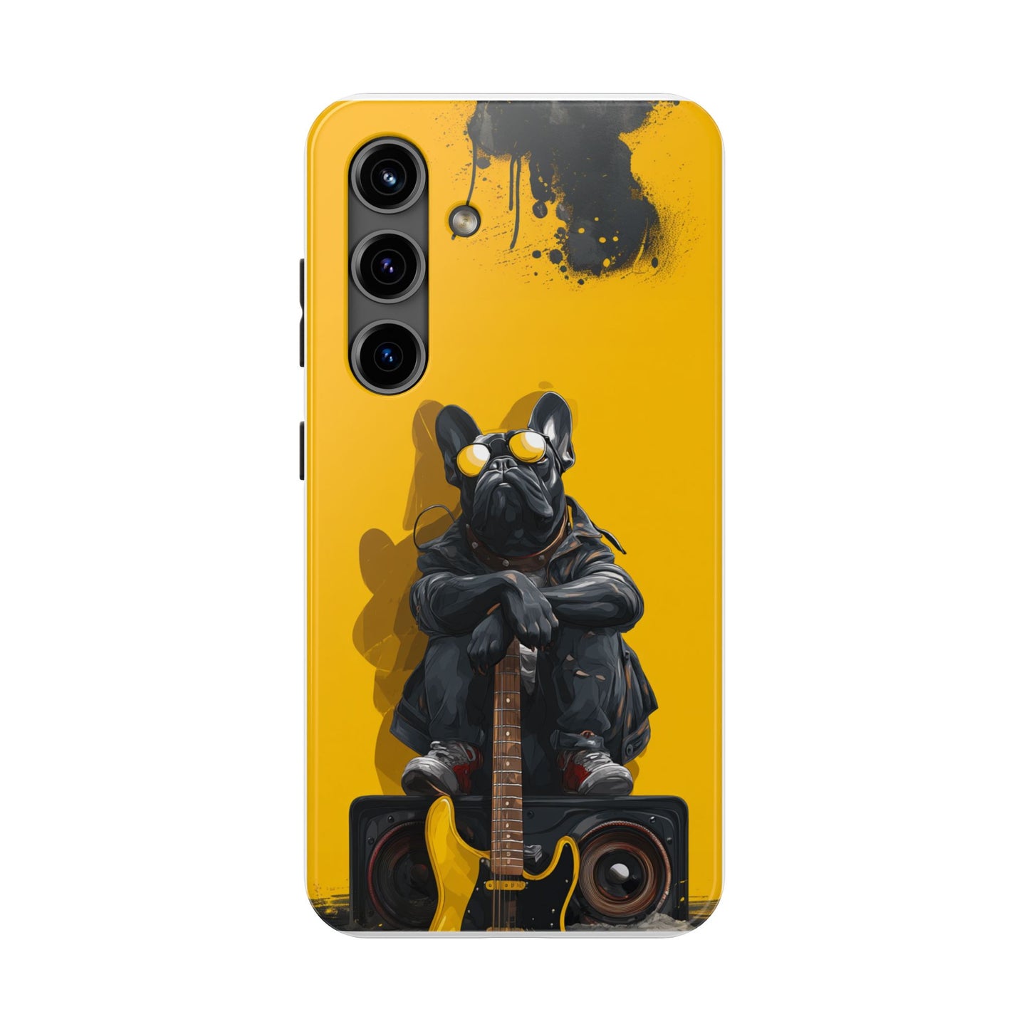 Rebellious Dog with Guitar Tough Phone Case – Wearable Art for Pet & Music Lovers