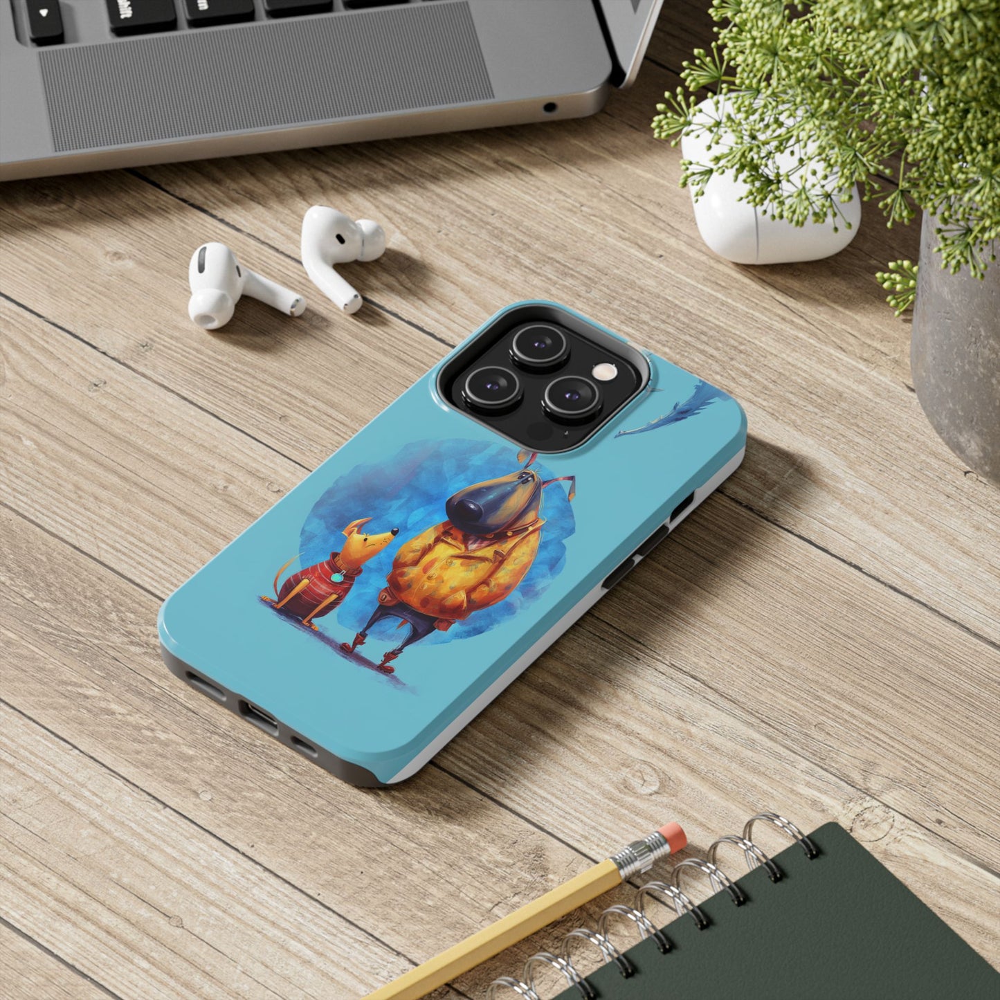 Whimsical Dog-Themed Tough Phone Case for Pet Lovers