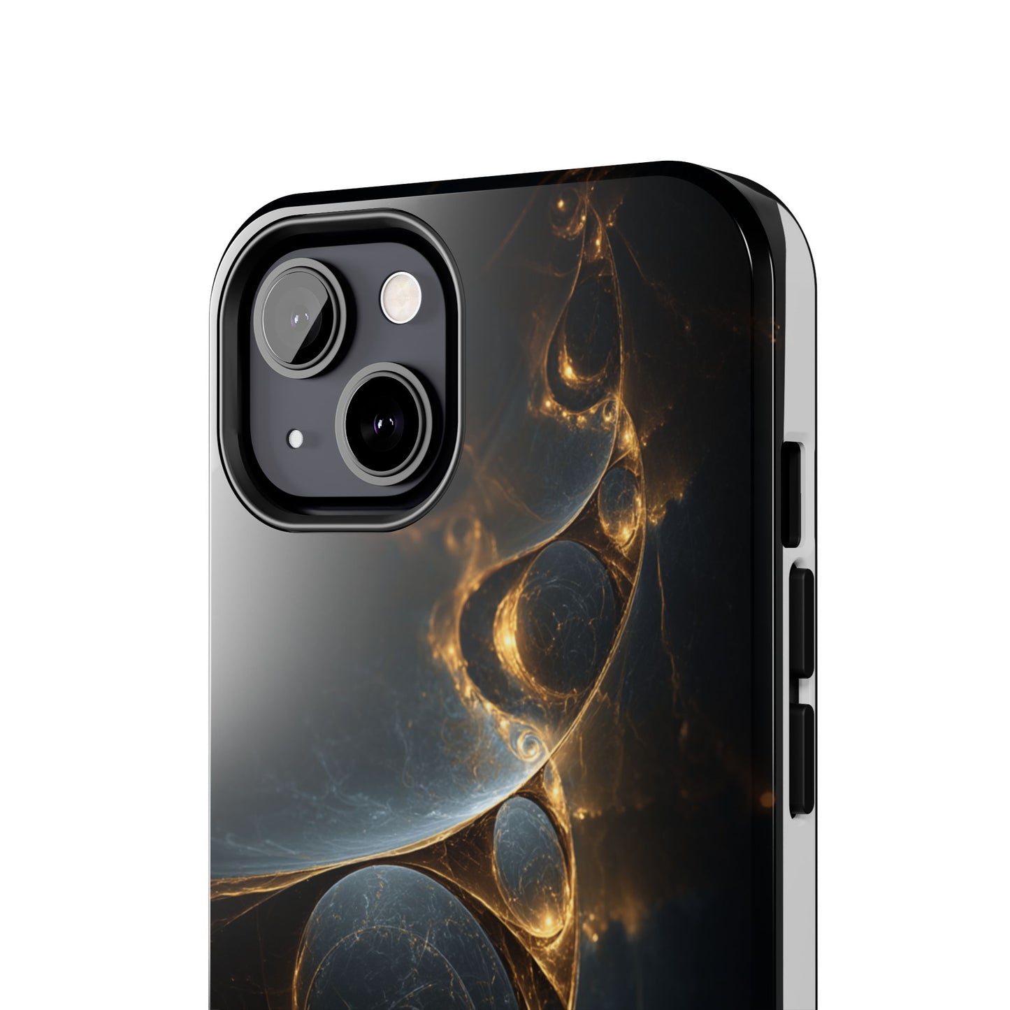 Stylish Tough Phone Case with Elegant Golden Swirls