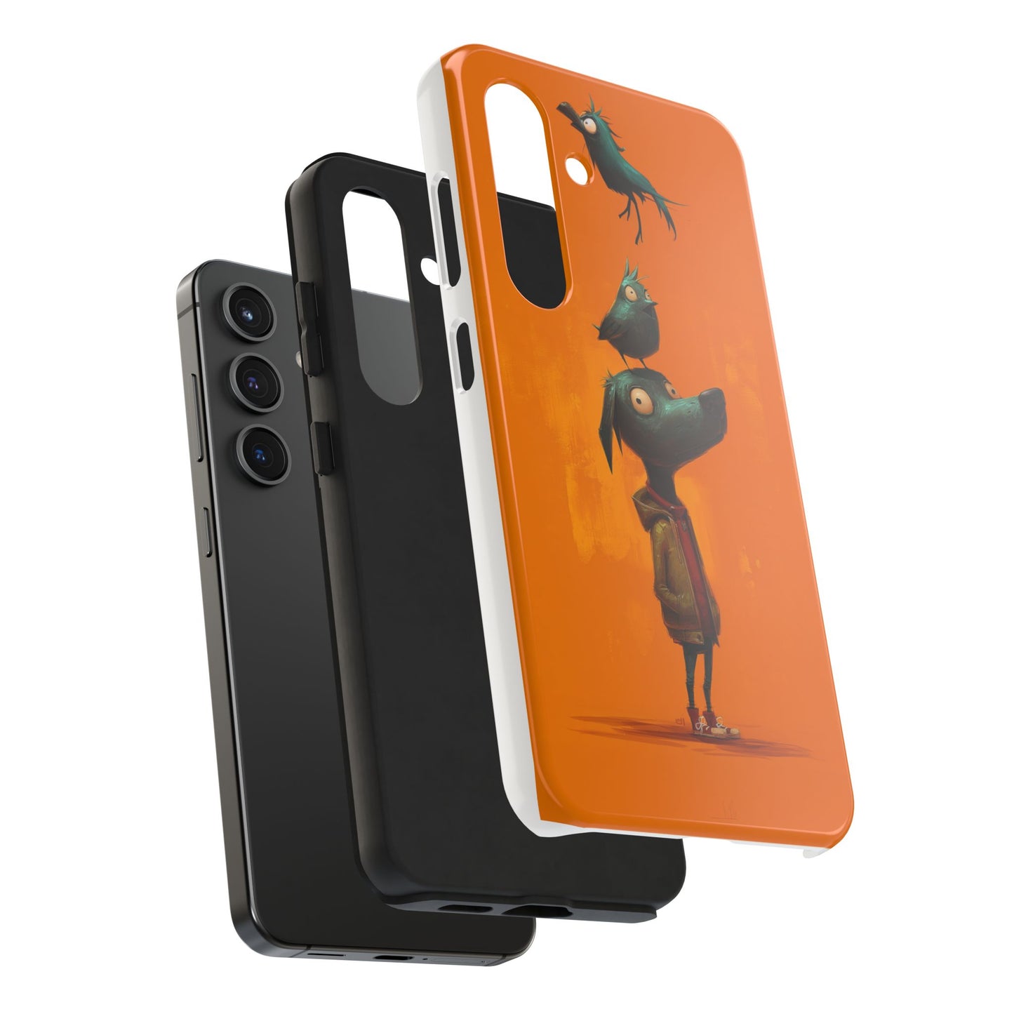 Fun Dog & Bird Tough Phone Cases - Quirky Animal Art for Pet Lovers