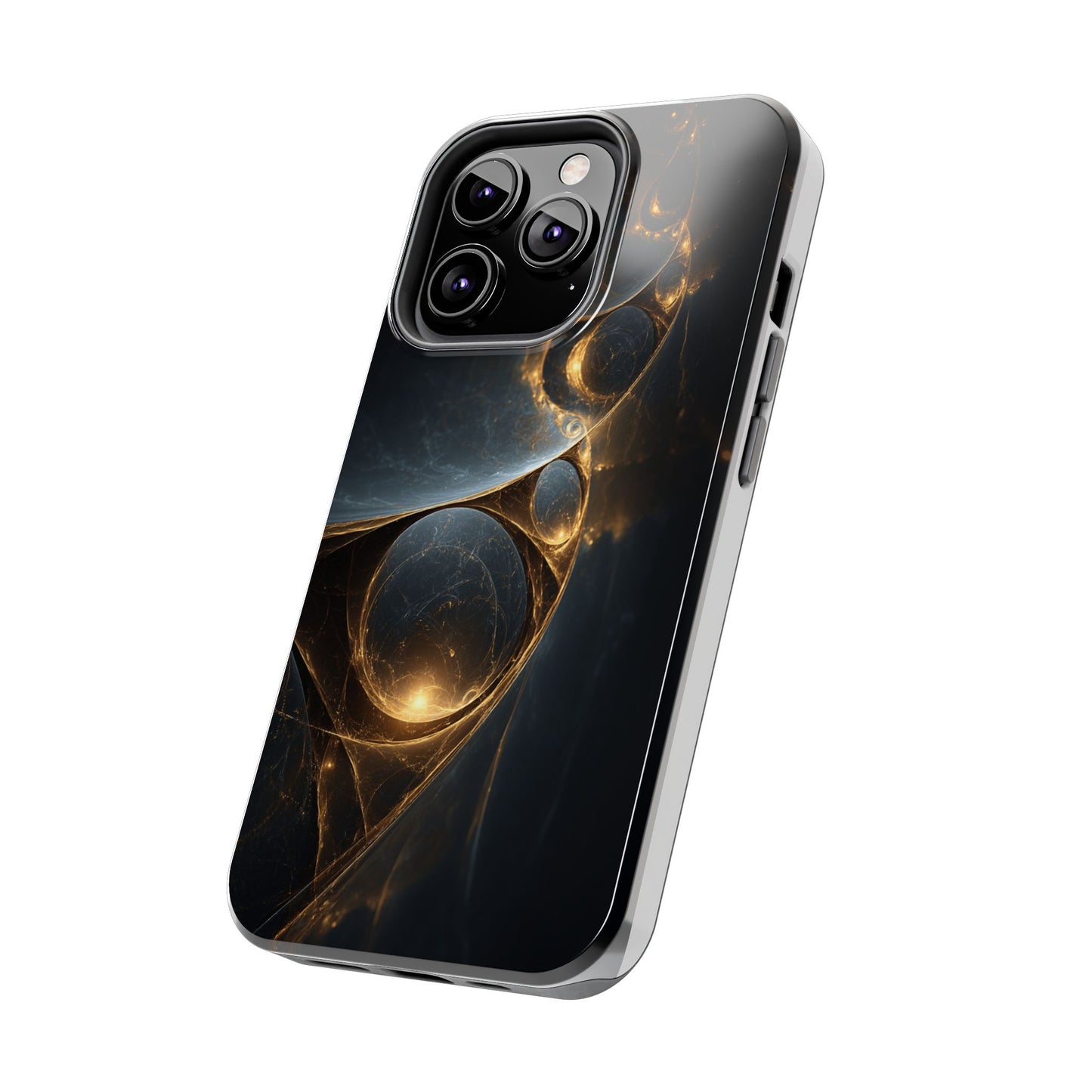 Stylish Tough Phone Case with Elegant Golden Swirls