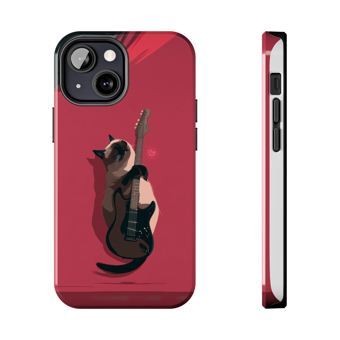 Charming Cat with Guitar Tough Phone Case – Wearable Art for Cat & Music Lovers