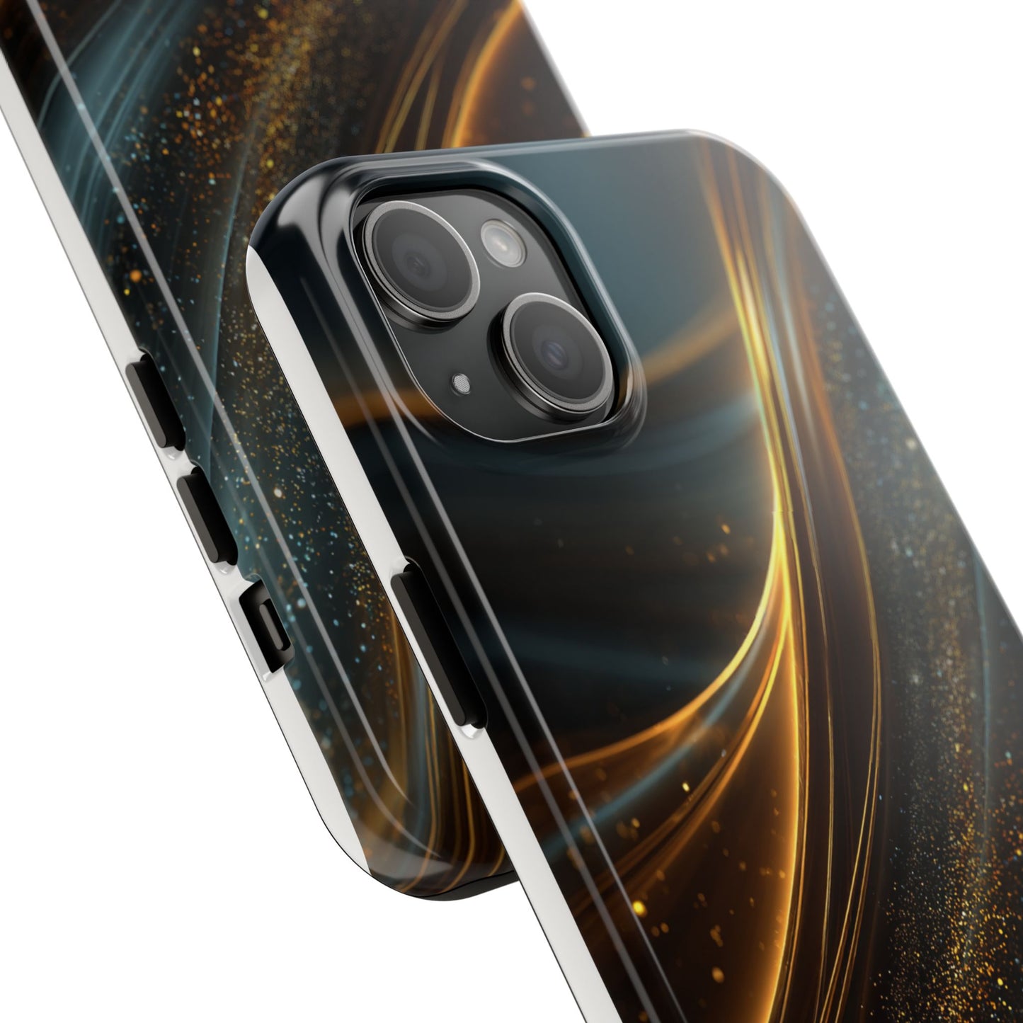 Elegant Tough Phone Case with Glittering Waves Design