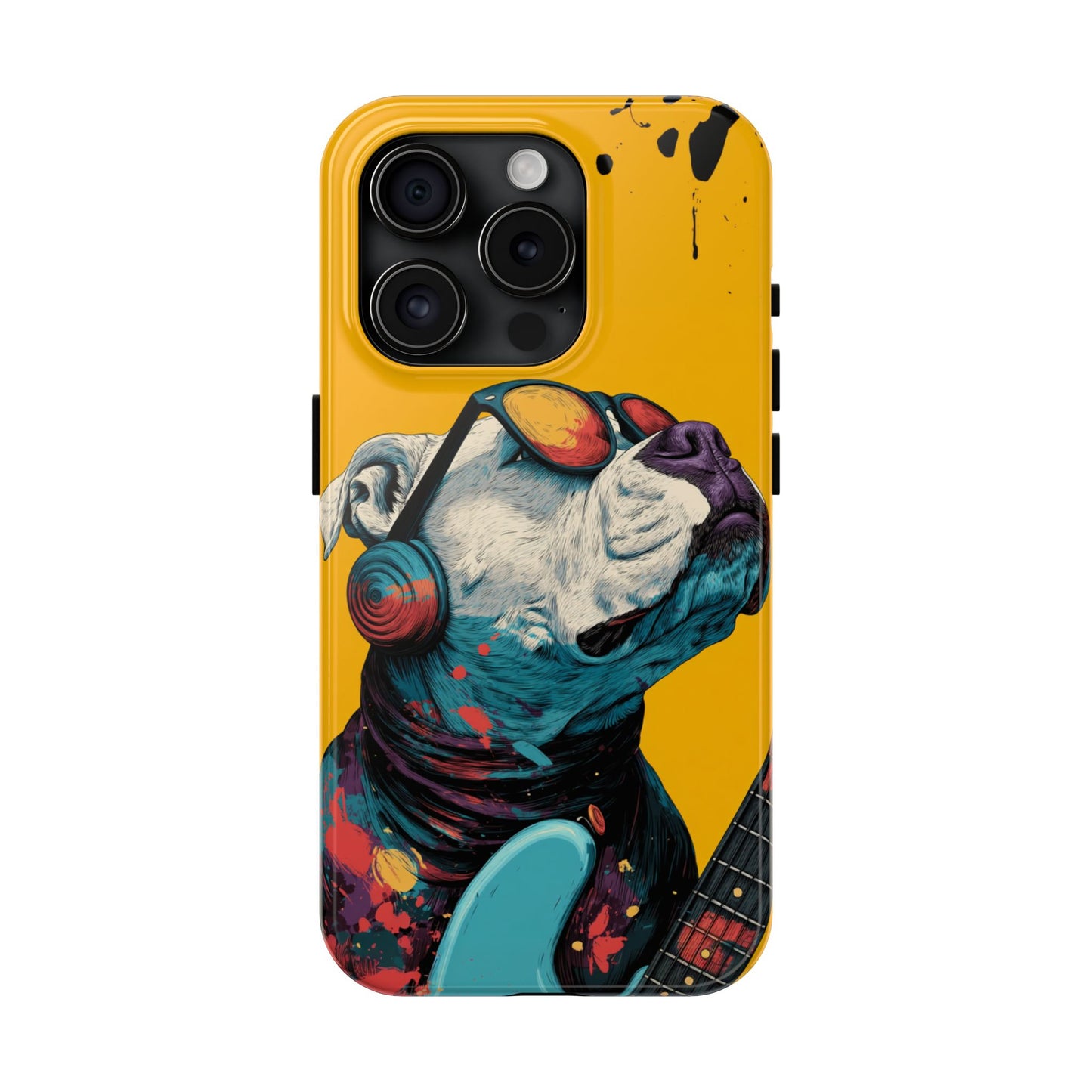 French Bulldog with Orange Sunglasses and Headphones Tough Phone Case