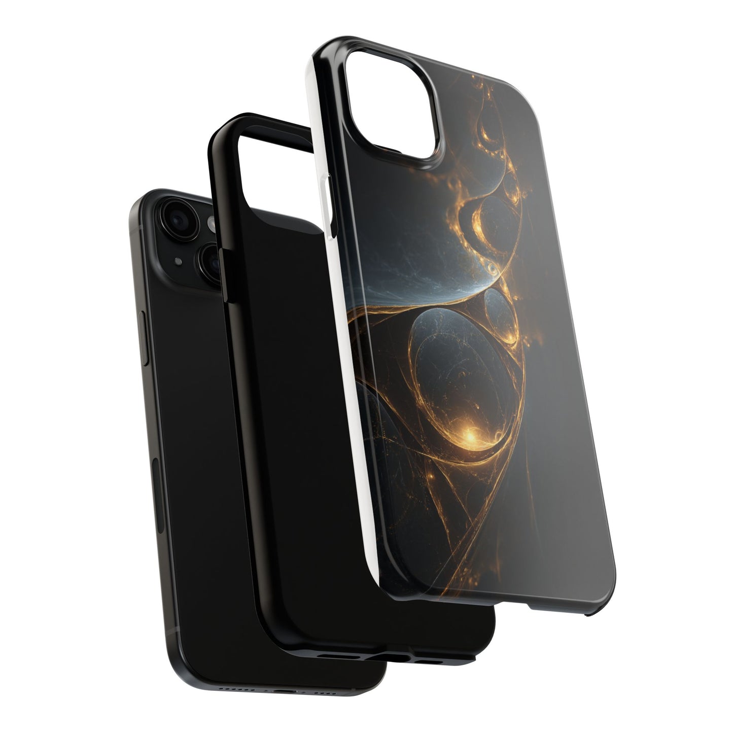 Stylish Tough Phone Case with Elegant Golden Swirls
