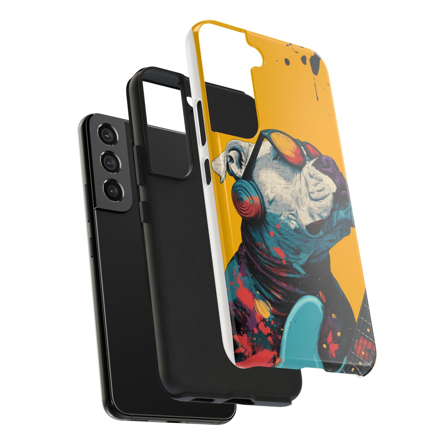 French Bulldog with Orange Sunglasses and Headphones Tough Phone Case