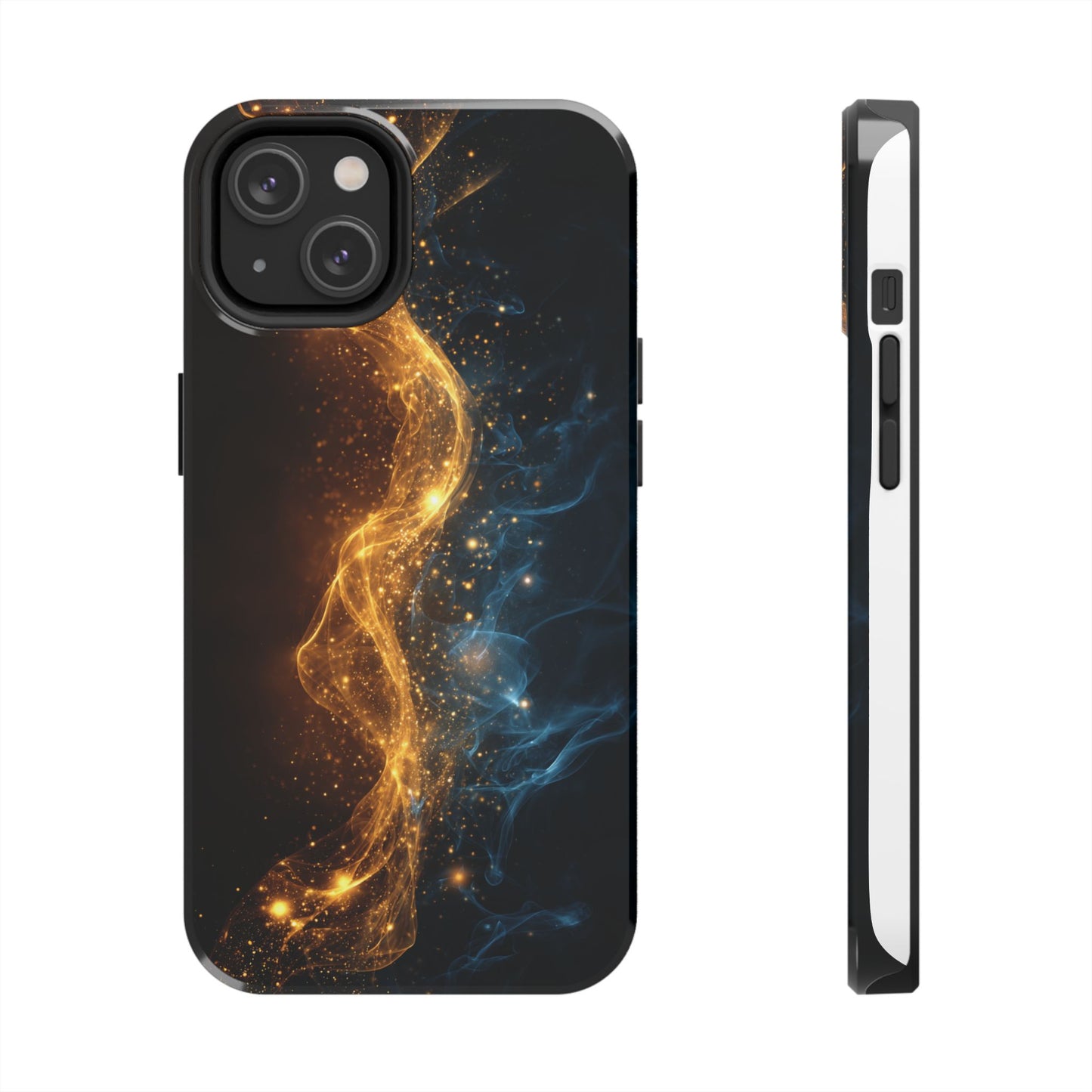 Dynamic Gold and Blue Tough Phone Case - Durable Protection with a Stunning Design