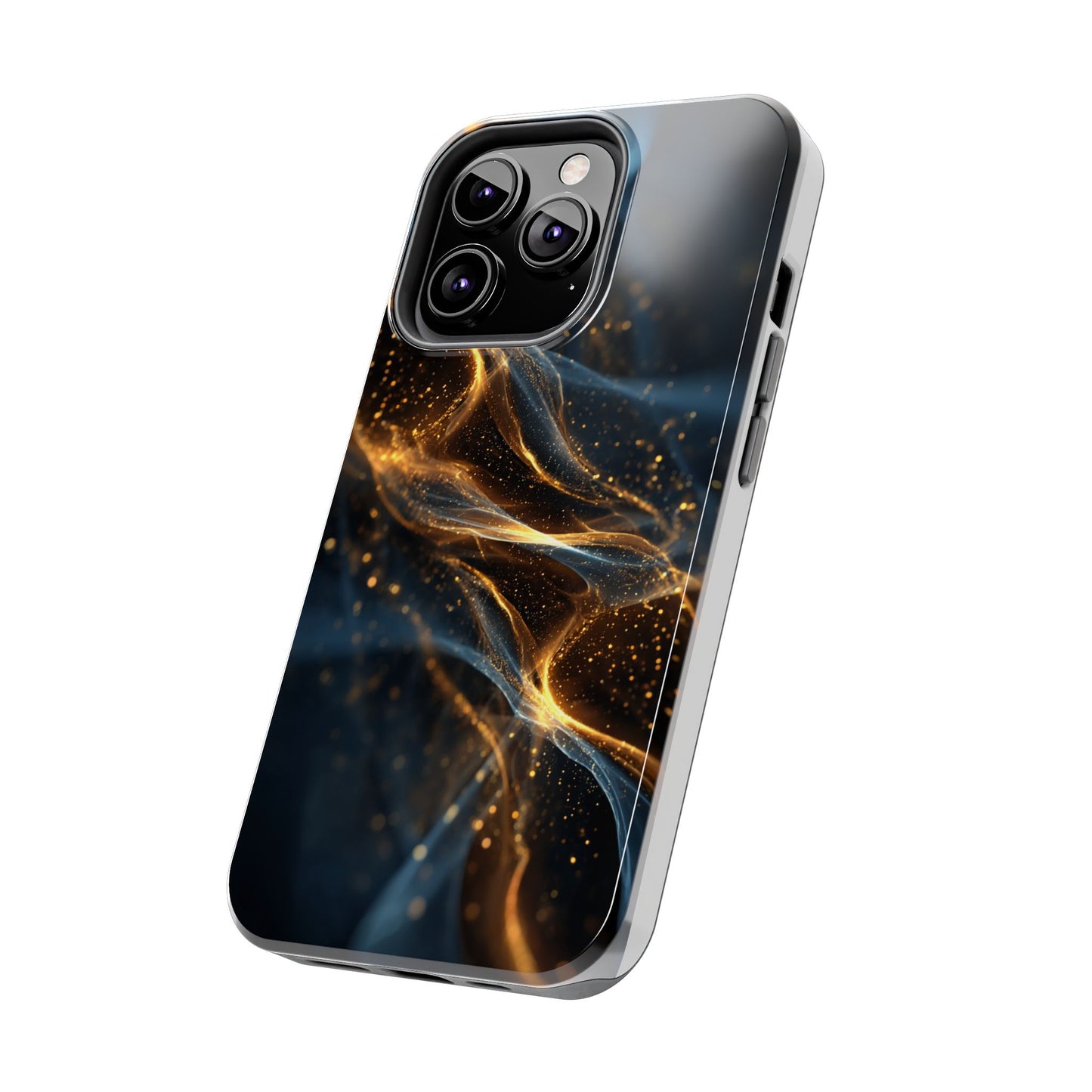 Stylish Tough Phone Case with Golden Swirl Design