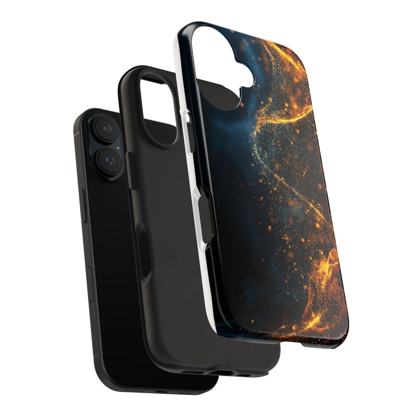 Sleek Tough Phone Cases with Abstract Gold and Blue Design