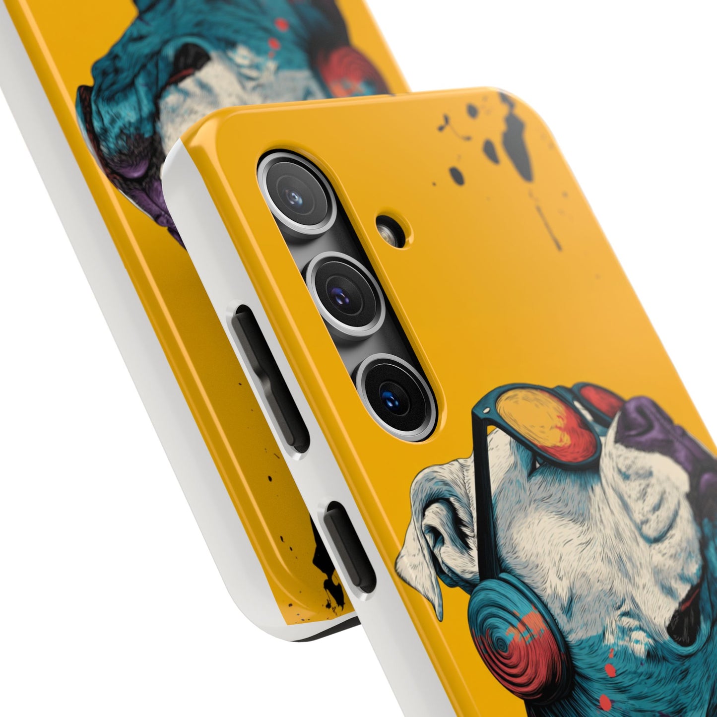 French Bulldog with Orange Sunglasses and Headphones Tough Phone Case