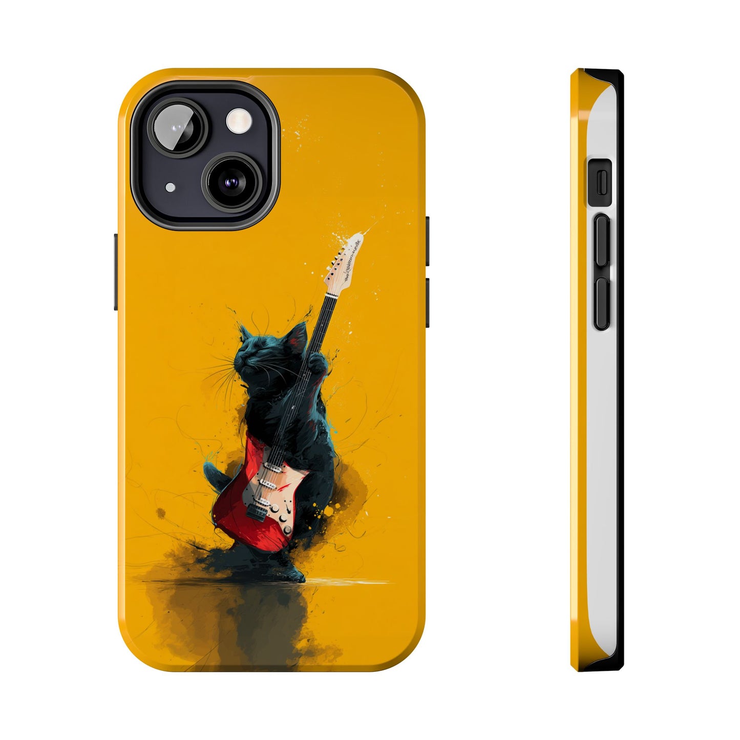 Black Cat Playing Red Guitar Tough Phone Case
