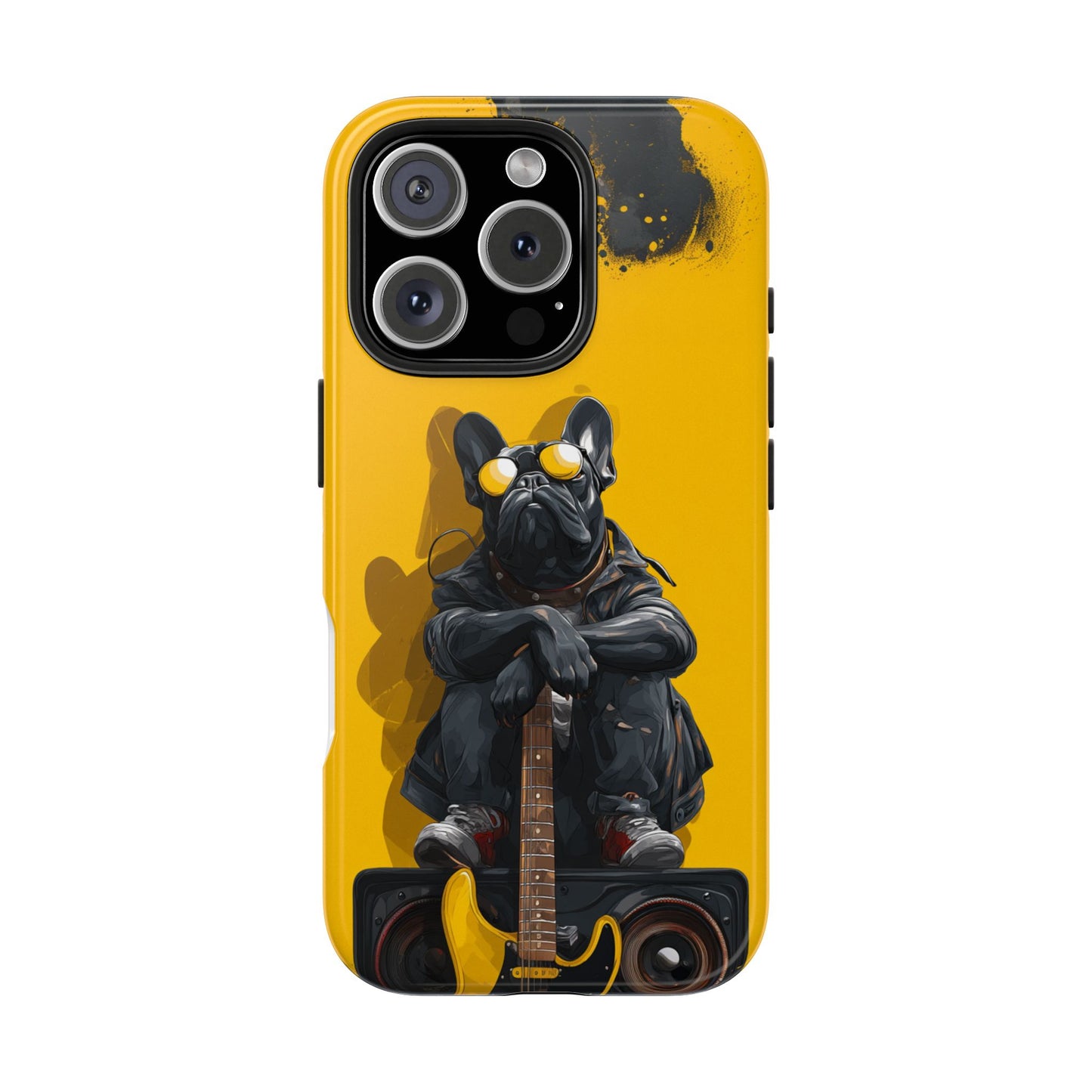 Rebellious Dog with Guitar Tough Phone Case – Wearable Art for Pet & Music Lovers