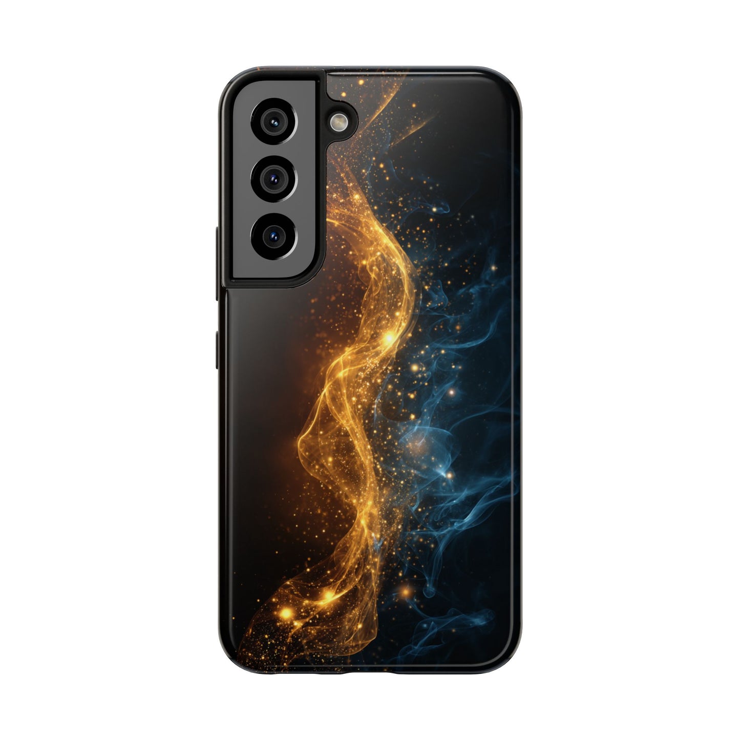 Dynamic Gold and Blue Tough Phone Case - Durable Protection with a Stunning Design