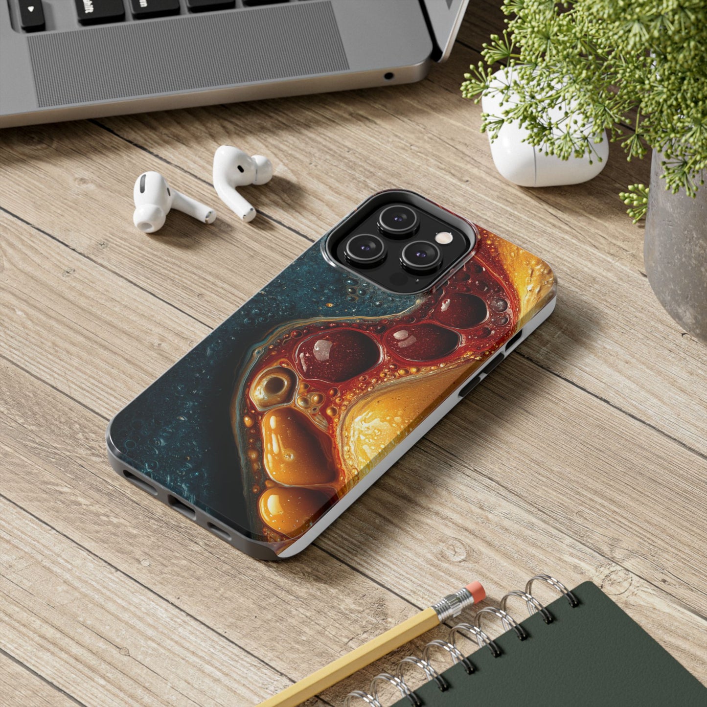 Artistic Tough Phone Case - Vibrant Fluid Design