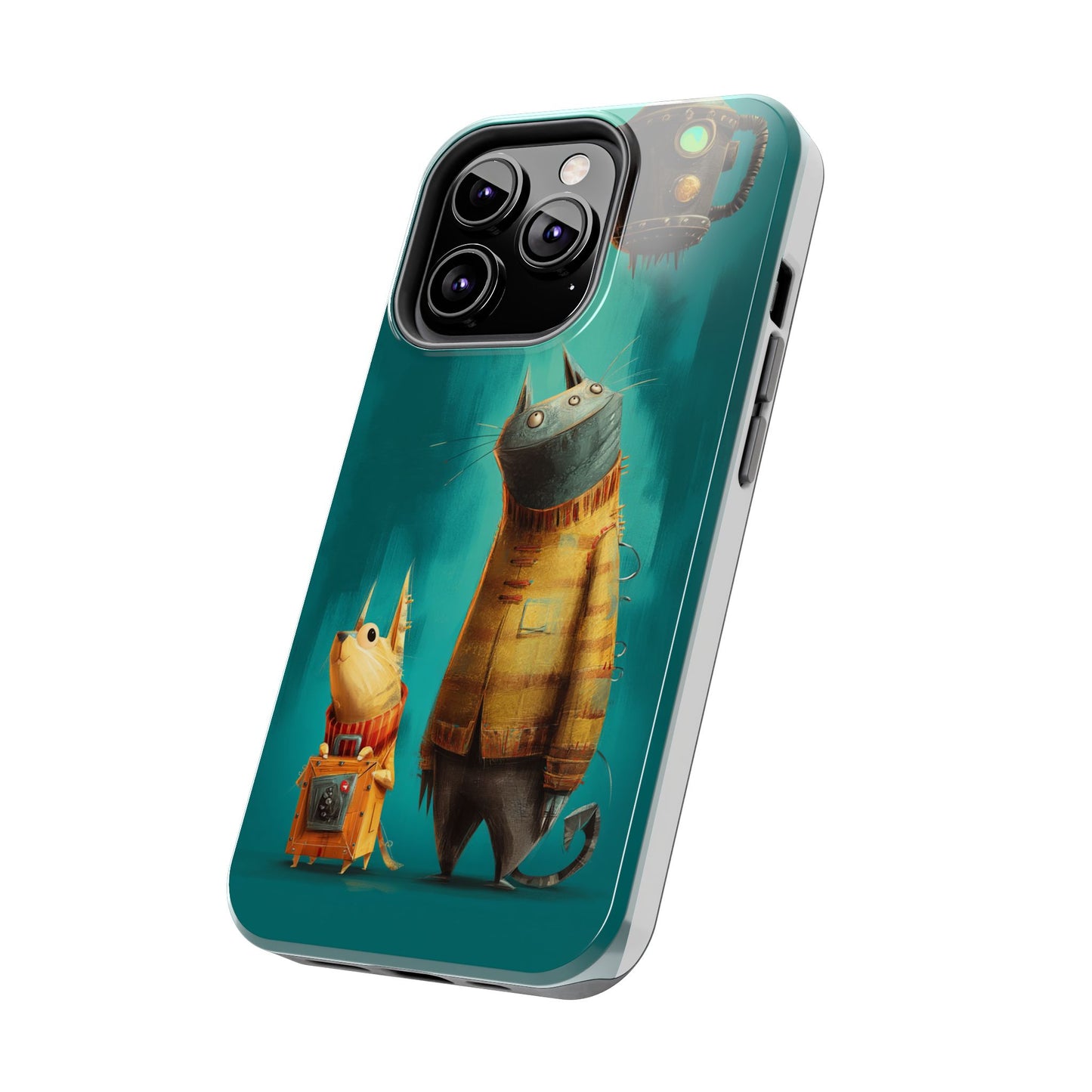 Whimsical Cat Adventure Tough Phone Case - Unique Design for Animal Lovers