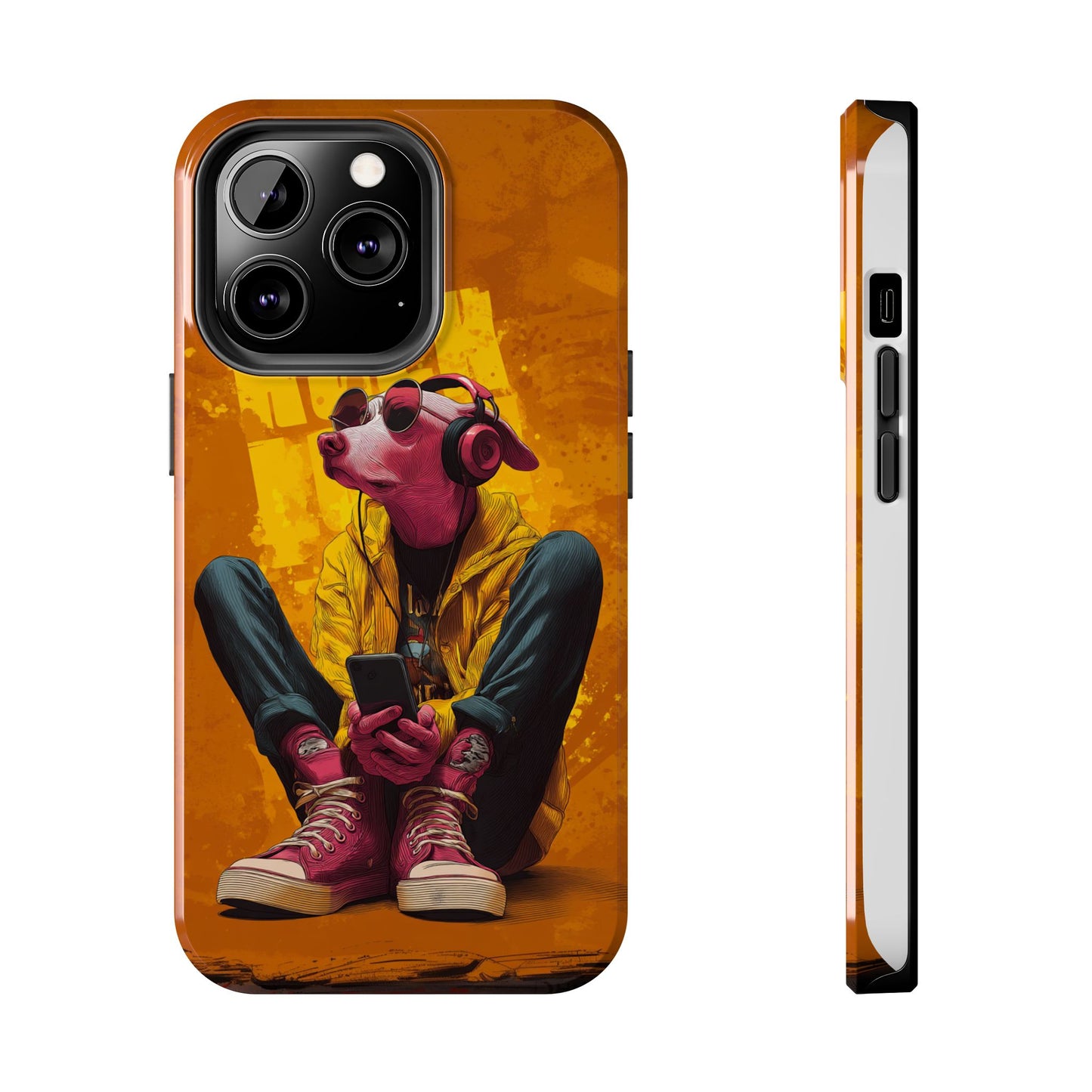 Dog with Pink Sunglasses and Headphones Tough Phone Case