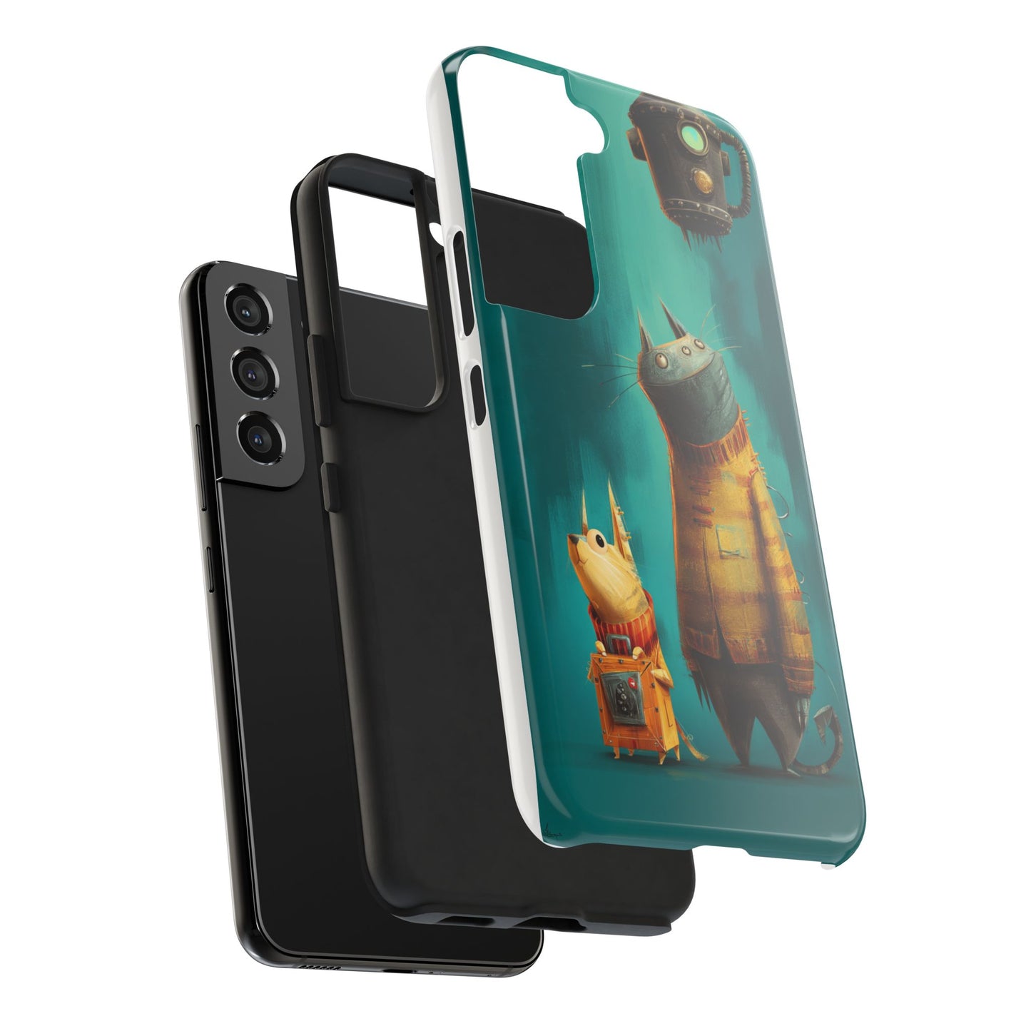 Whimsical Cat Adventure Tough Phone Case - Unique Design for Animal Lovers