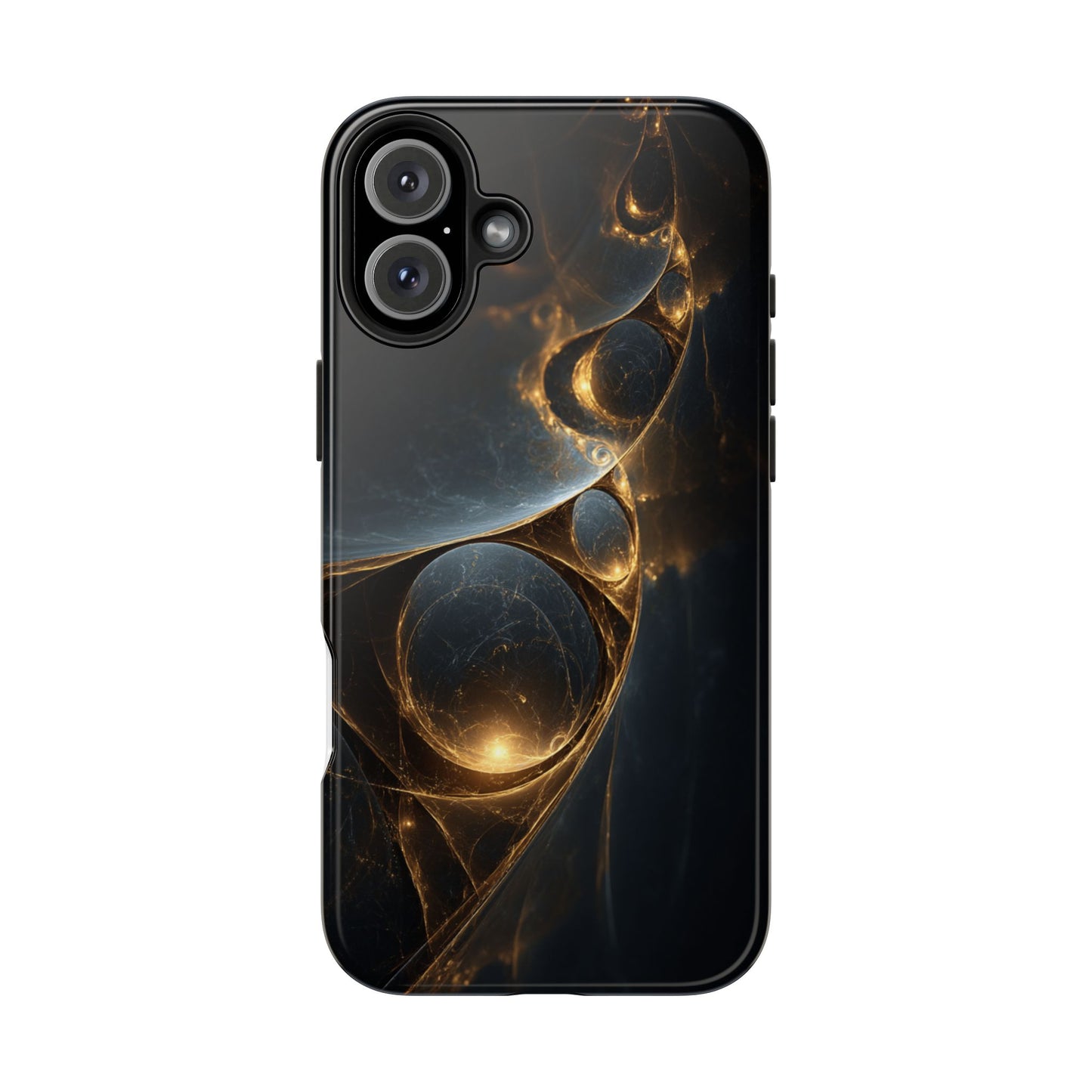 Stylish Tough Phone Case with Elegant Golden Swirls