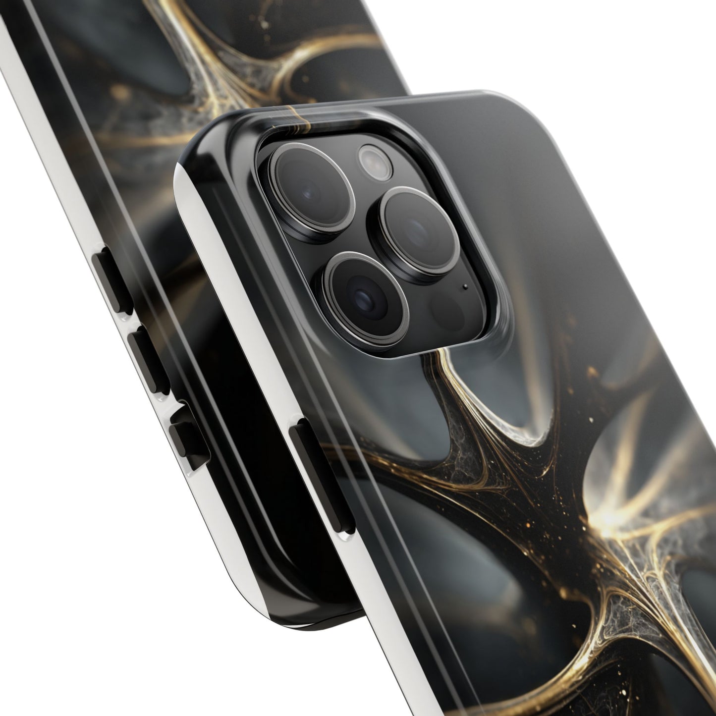 Elegant Tough Phone Case with Abstract Metallic Design