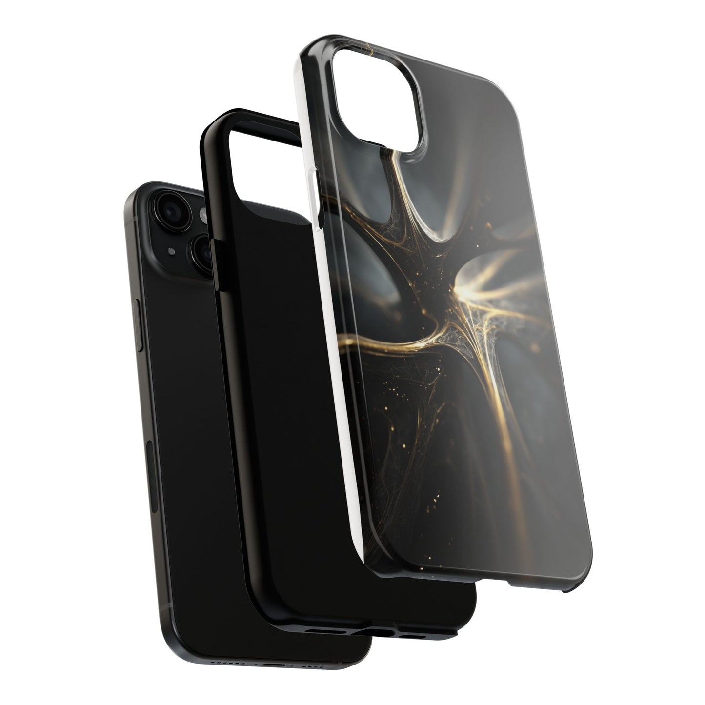Elegant Tough Phone Case with Abstract Metallic Design