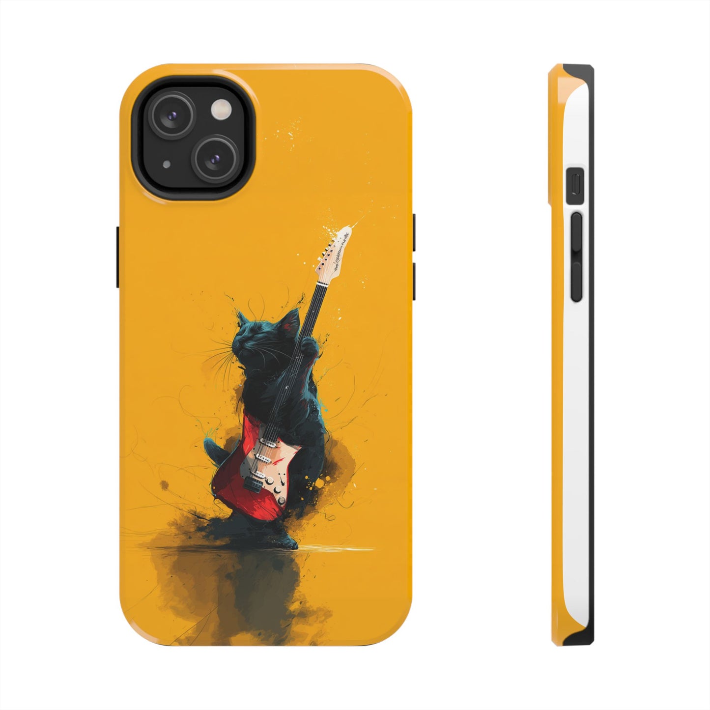 Black Cat Playing Red Guitar Tough Phone Case