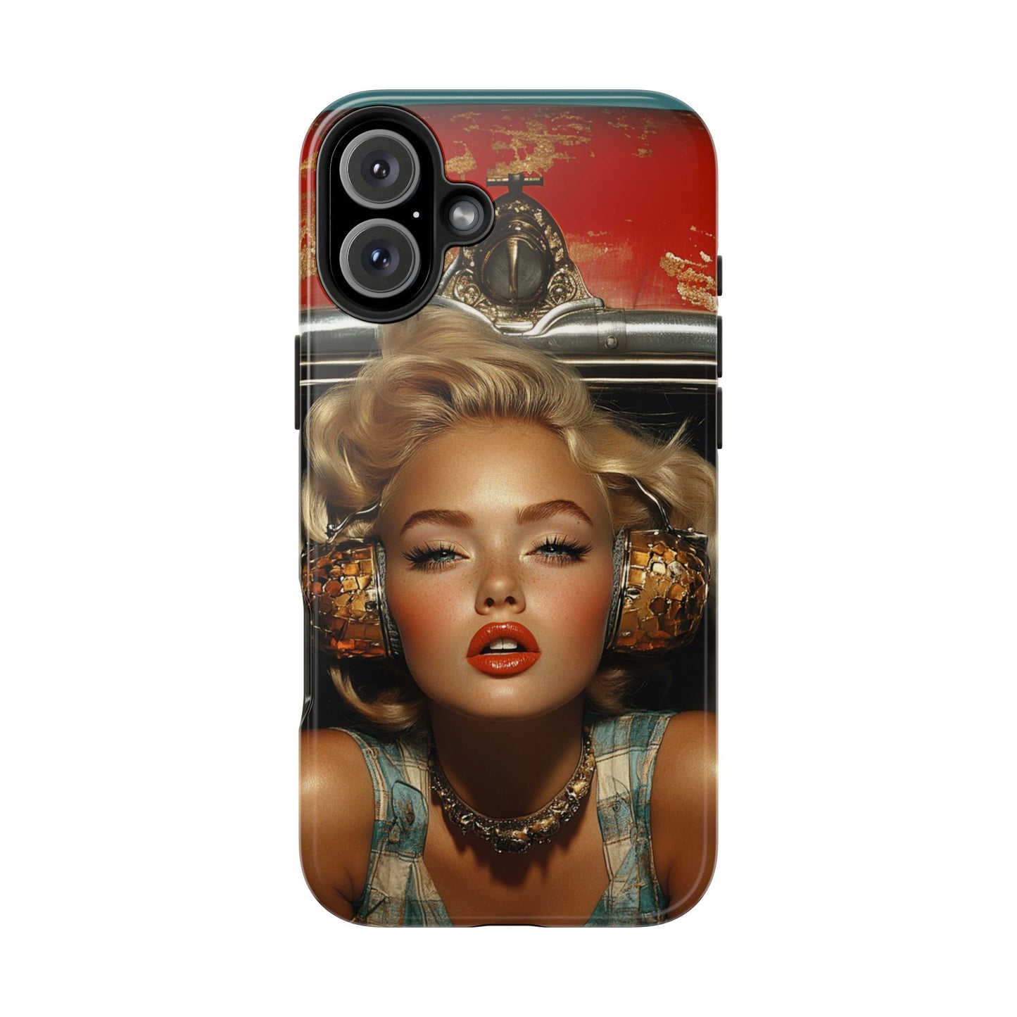 Retro Glam Tough Phone Case - Stylish Protection for Music Lovers